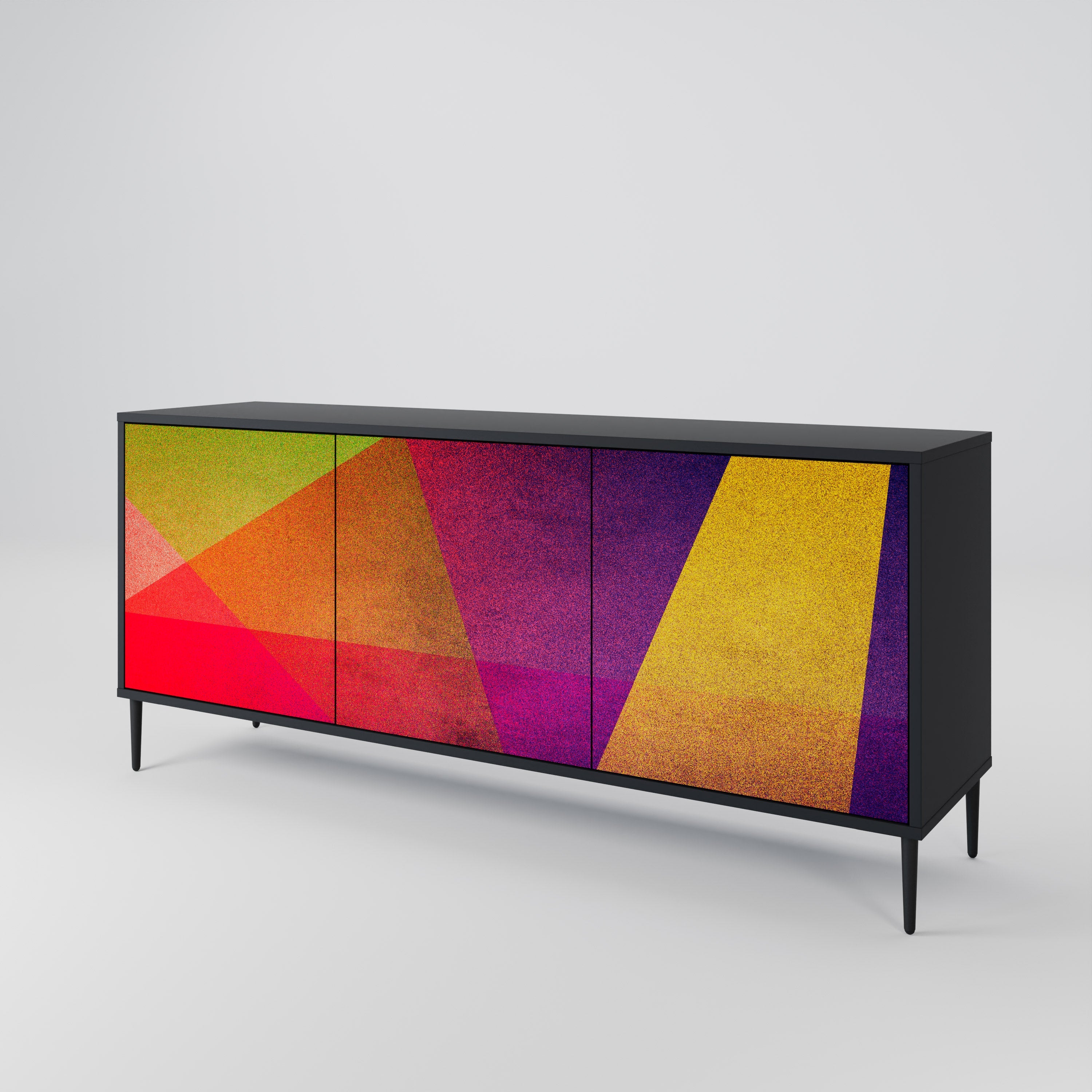 VIVID GEOMETRY Sideboard mit 3 Türen in Schwarz