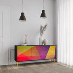 VIVID GEOMETRY 3-Door Sideboard in Black Finish