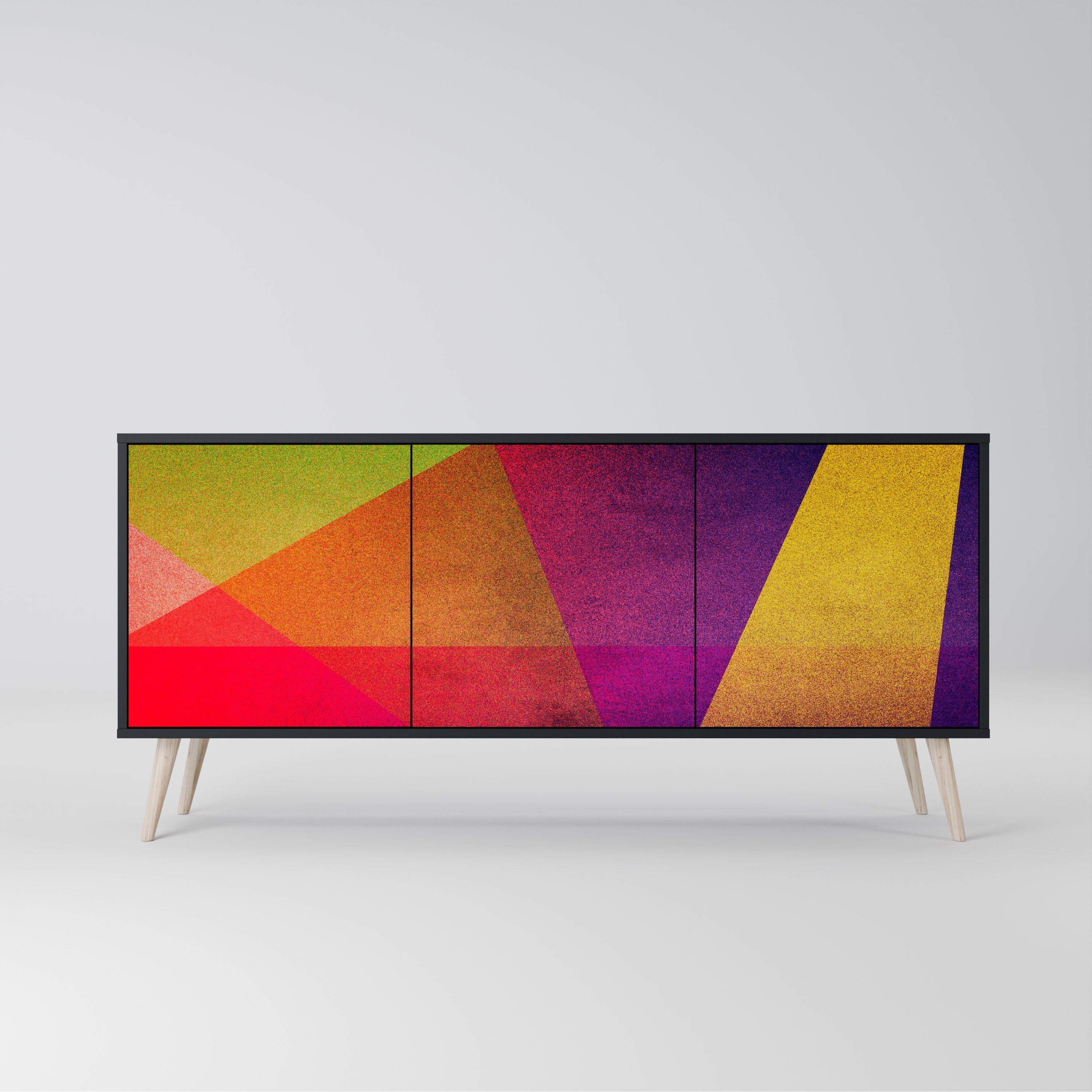 VIVID GEOMETRY Sideboard mit 3 Türen in Schwarz