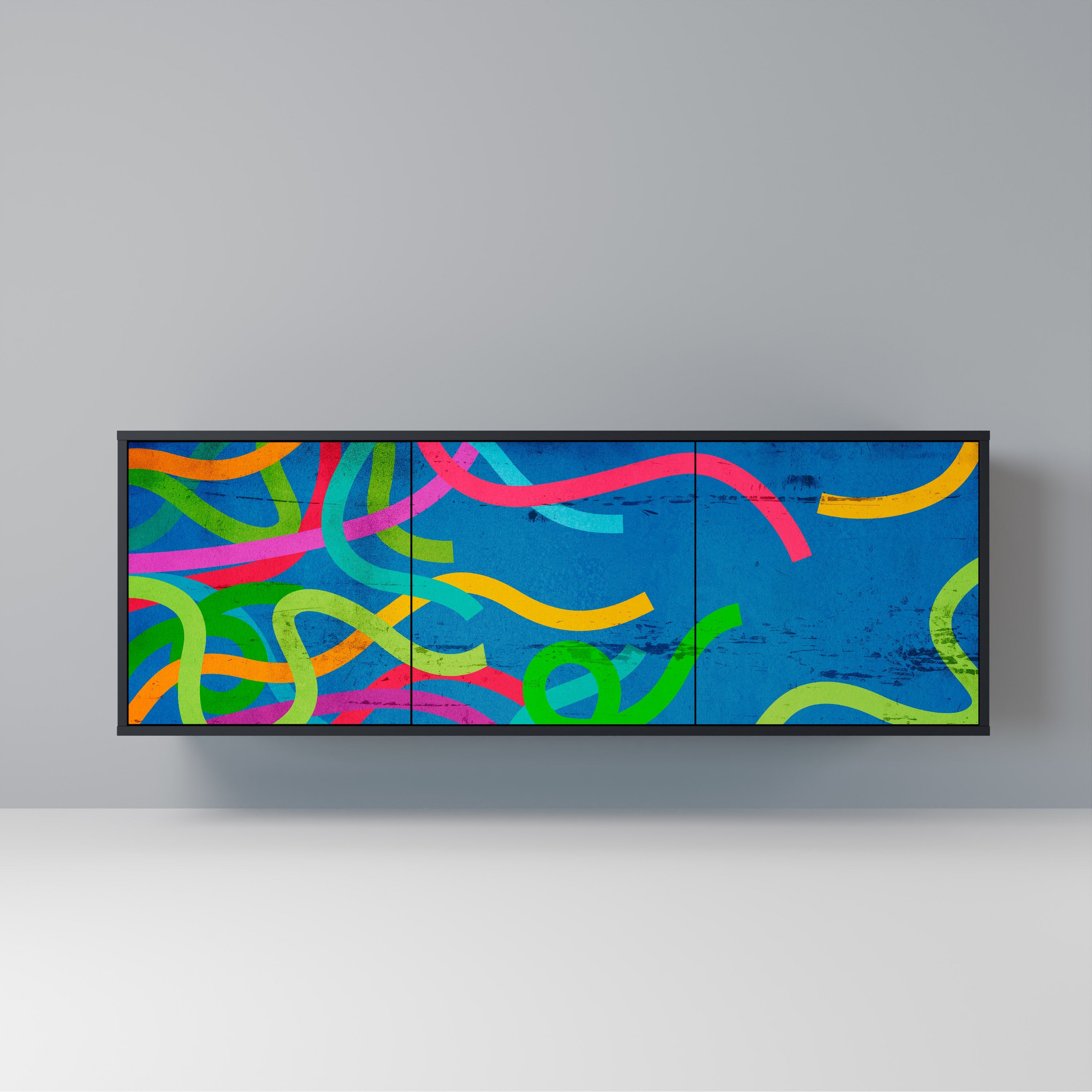 STREAMER TANGLE Sideboard mit 3 Türen in Schwarz