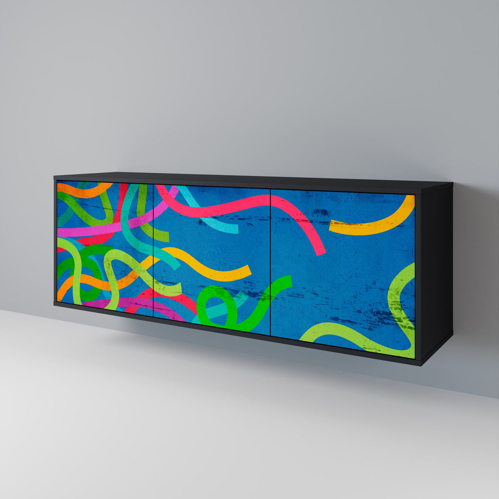 STREAMER TANGLE Sideboard mit 3 Türen in Schwarz