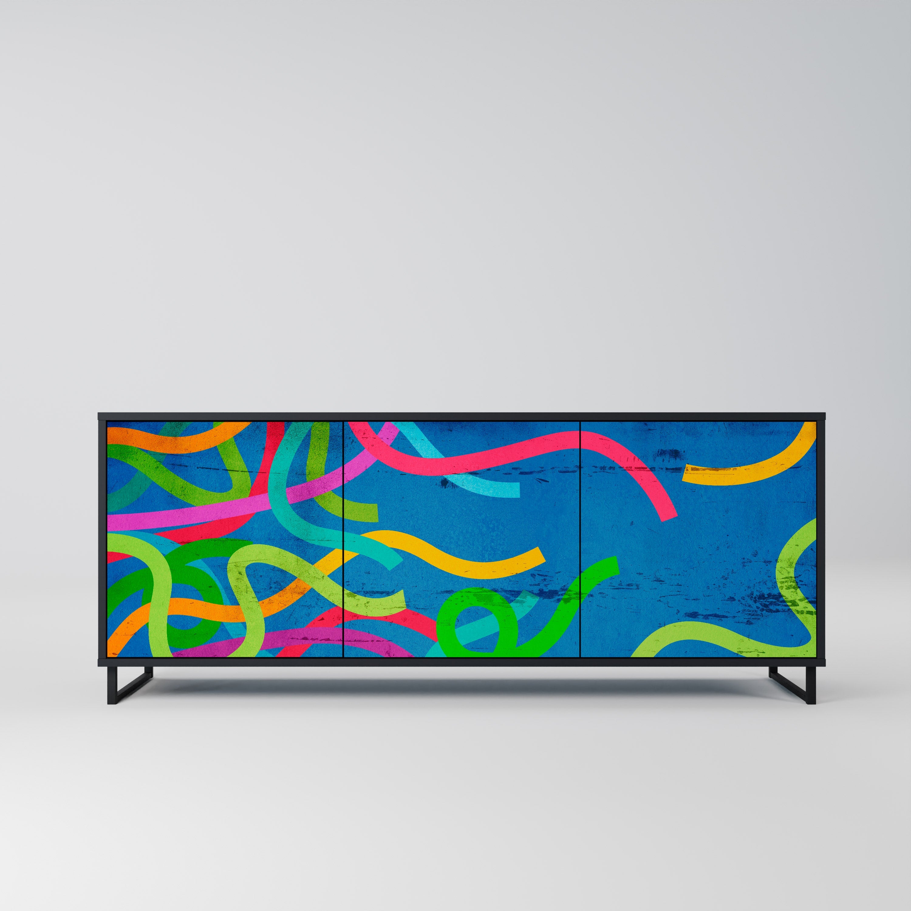 STREAMER TANGLE Sideboard mit 3 Türen in Schwarz