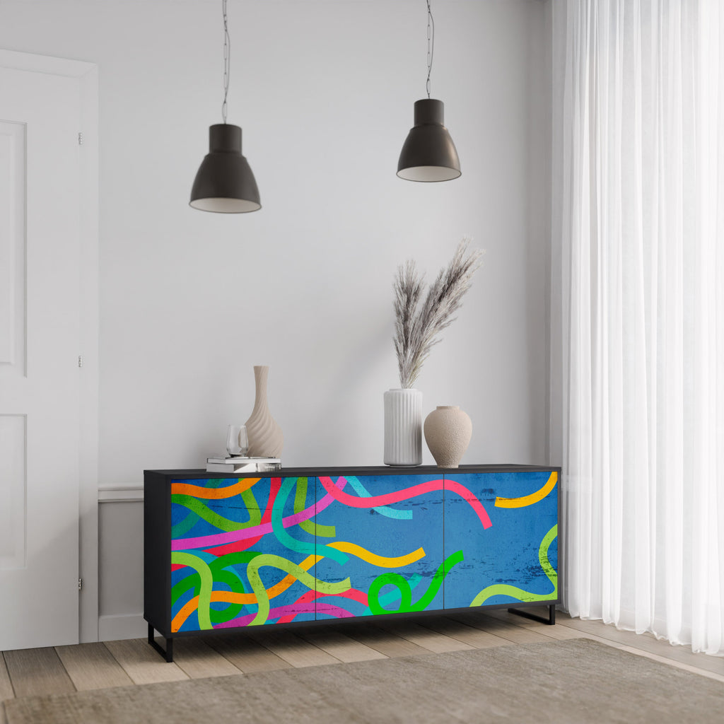 STREAMER TANGLE Sideboard mit 3 Türen in Schwarz