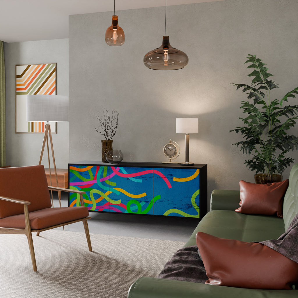 STREAMER TANGLE Sideboard mit 3 Türen in Schwarz