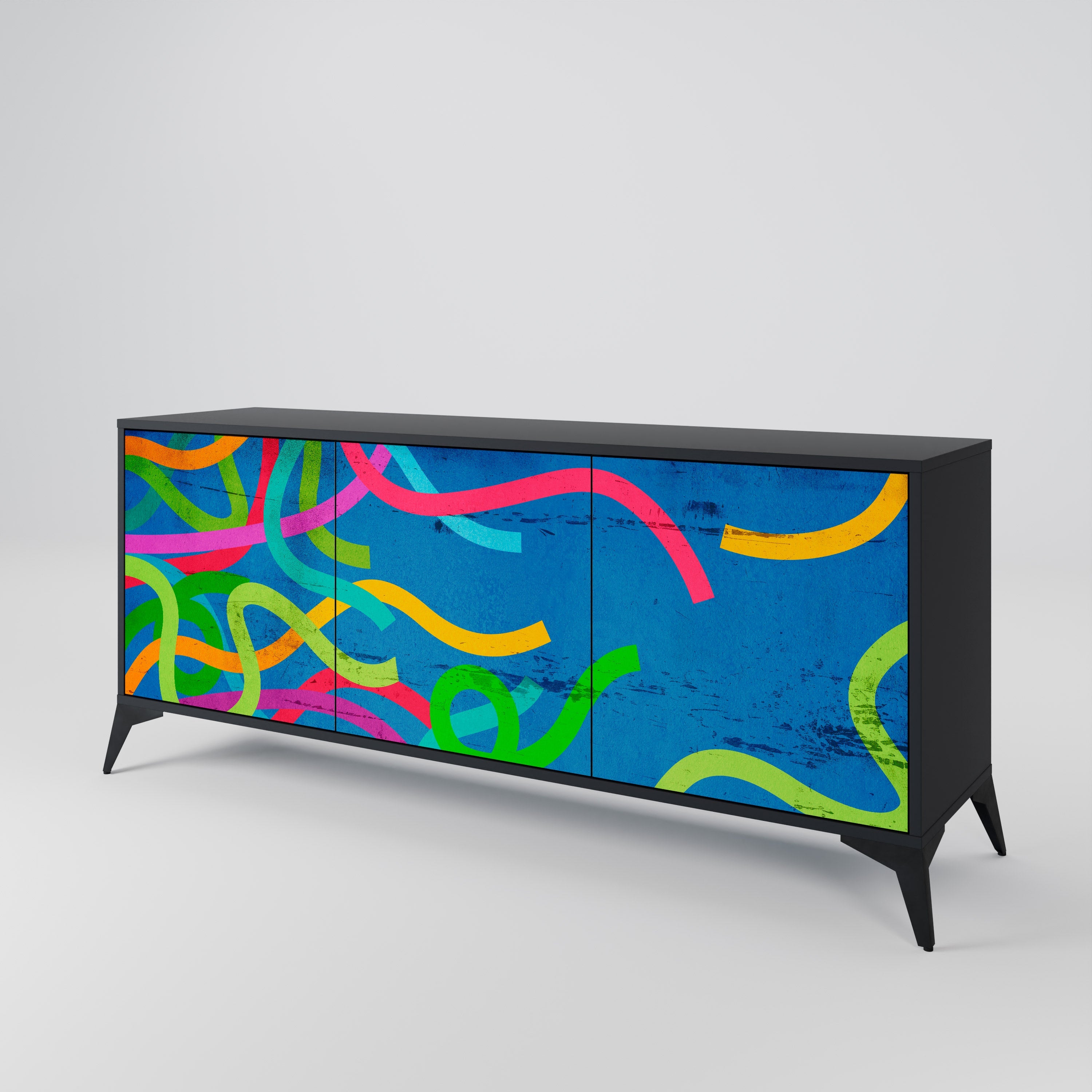 STREAMER TANGLE Sideboard mit 3 Türen in Schwarz