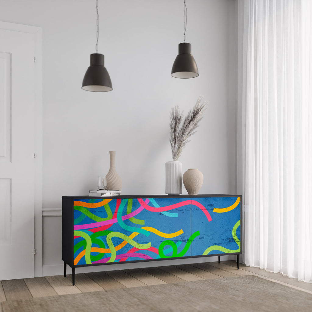 STREAMER TANGLE Sideboard mit 3 Türen in Schwarz