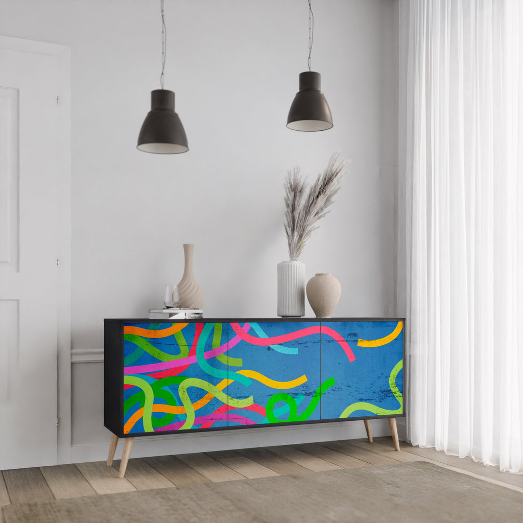 STREAMER TANGLE Sideboard mit 3 Türen in Schwarz