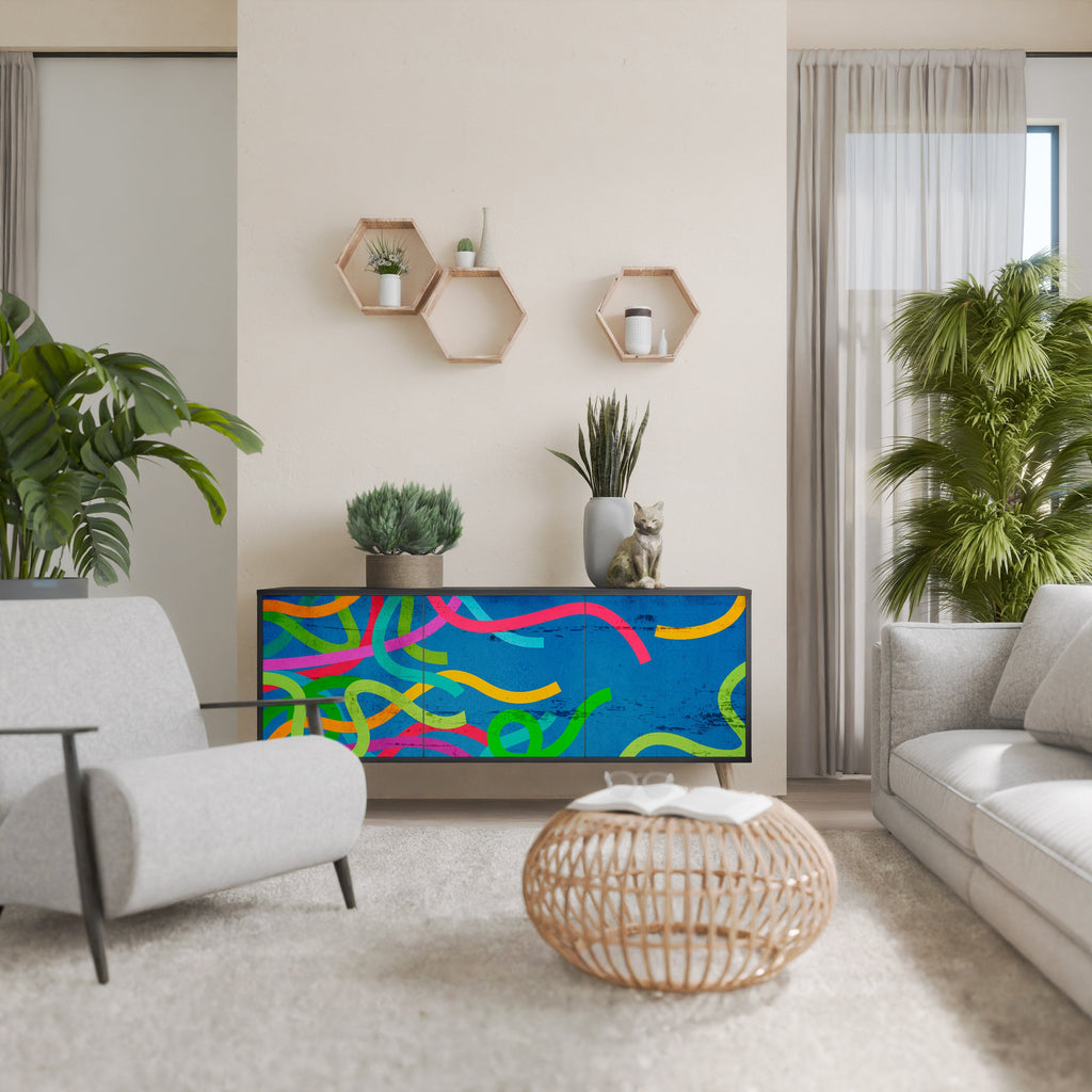 STREAMER TANGLE Sideboard mit 3 Türen in Schwarz