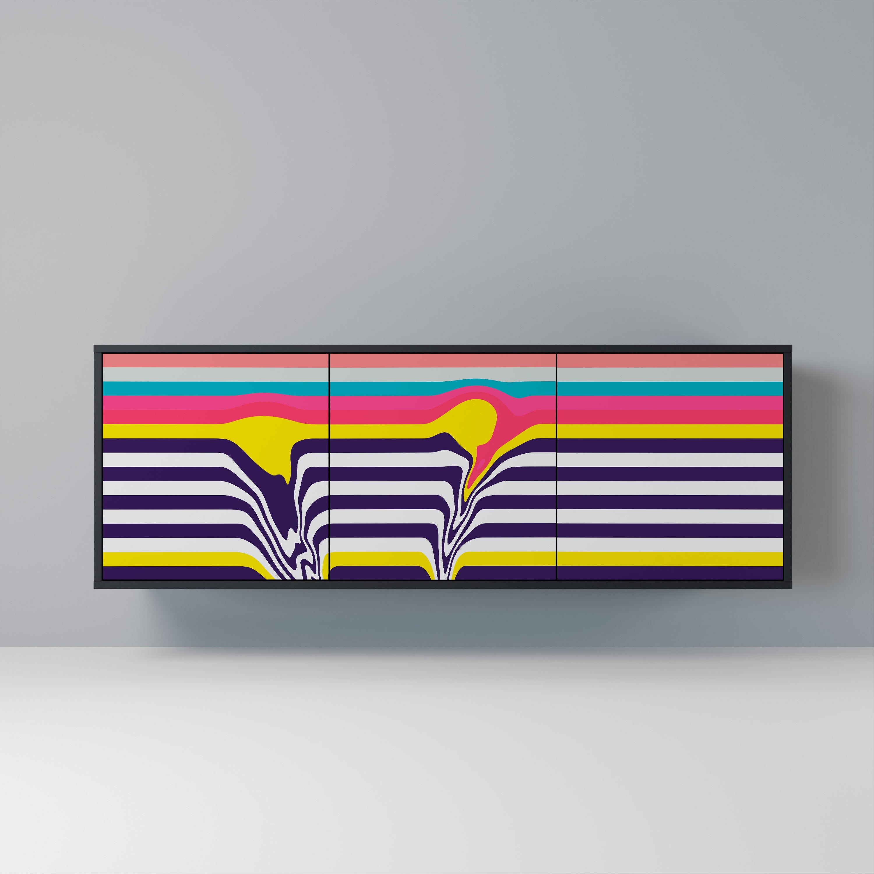 TONE COLLAPSE Sideboard mit 3 Türen in Schwarz