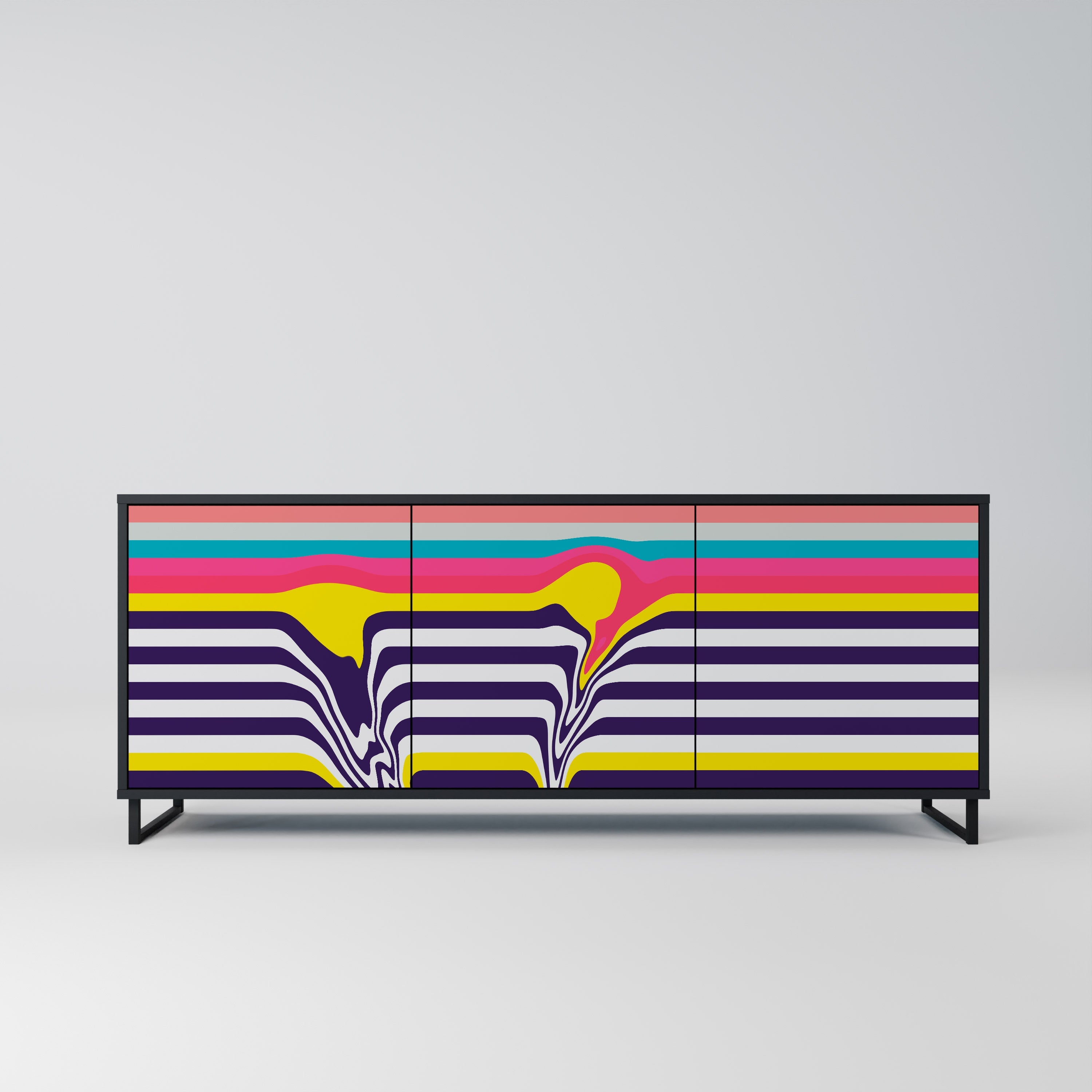 TONE COLLAPSE Sideboard mit 3 Türen in Schwarz