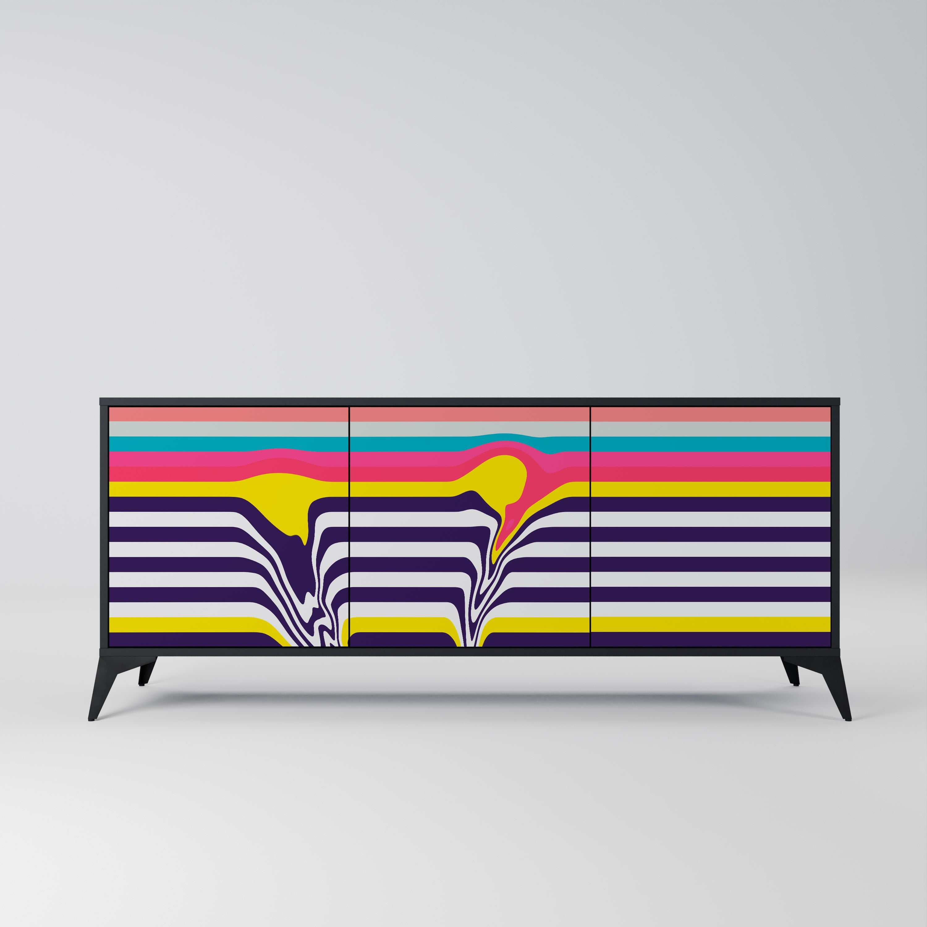 TONE COLLAPSE Sideboard mit 3 Türen in Schwarz