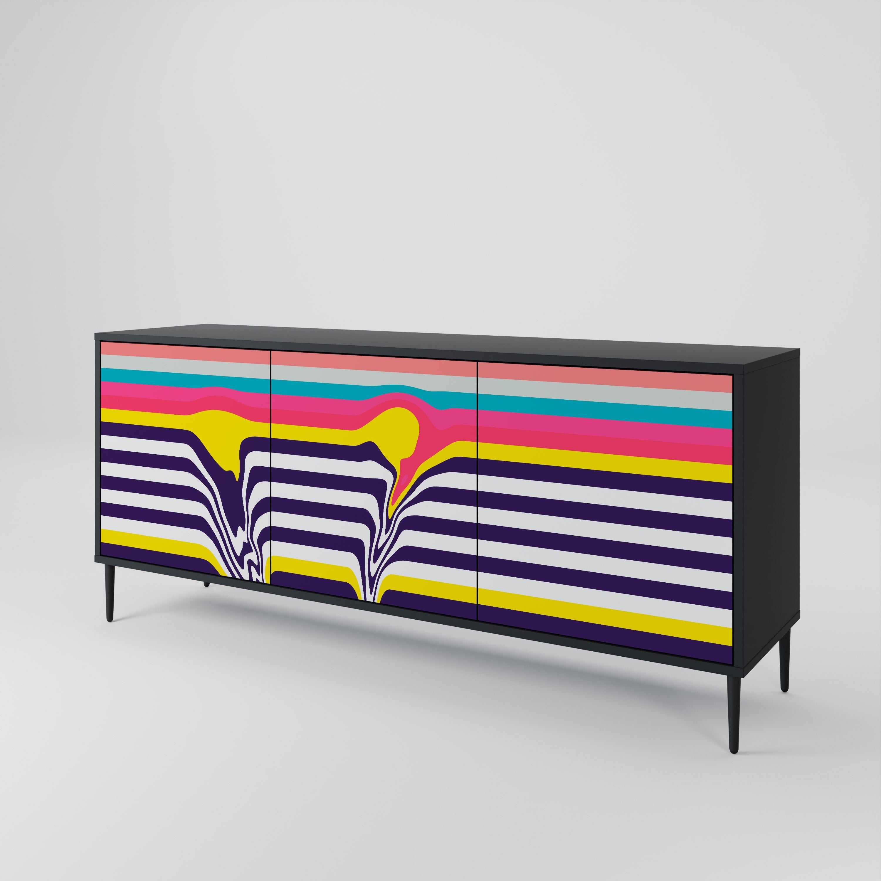 TONE COLLAPSE Sideboard mit 3 Türen in Schwarz