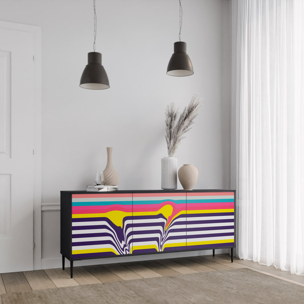 TONE COLLAPSE 3-Door Sideboard in Black Finish