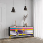 TONE COLLAPSE 3-Door Sideboard in Black Finish