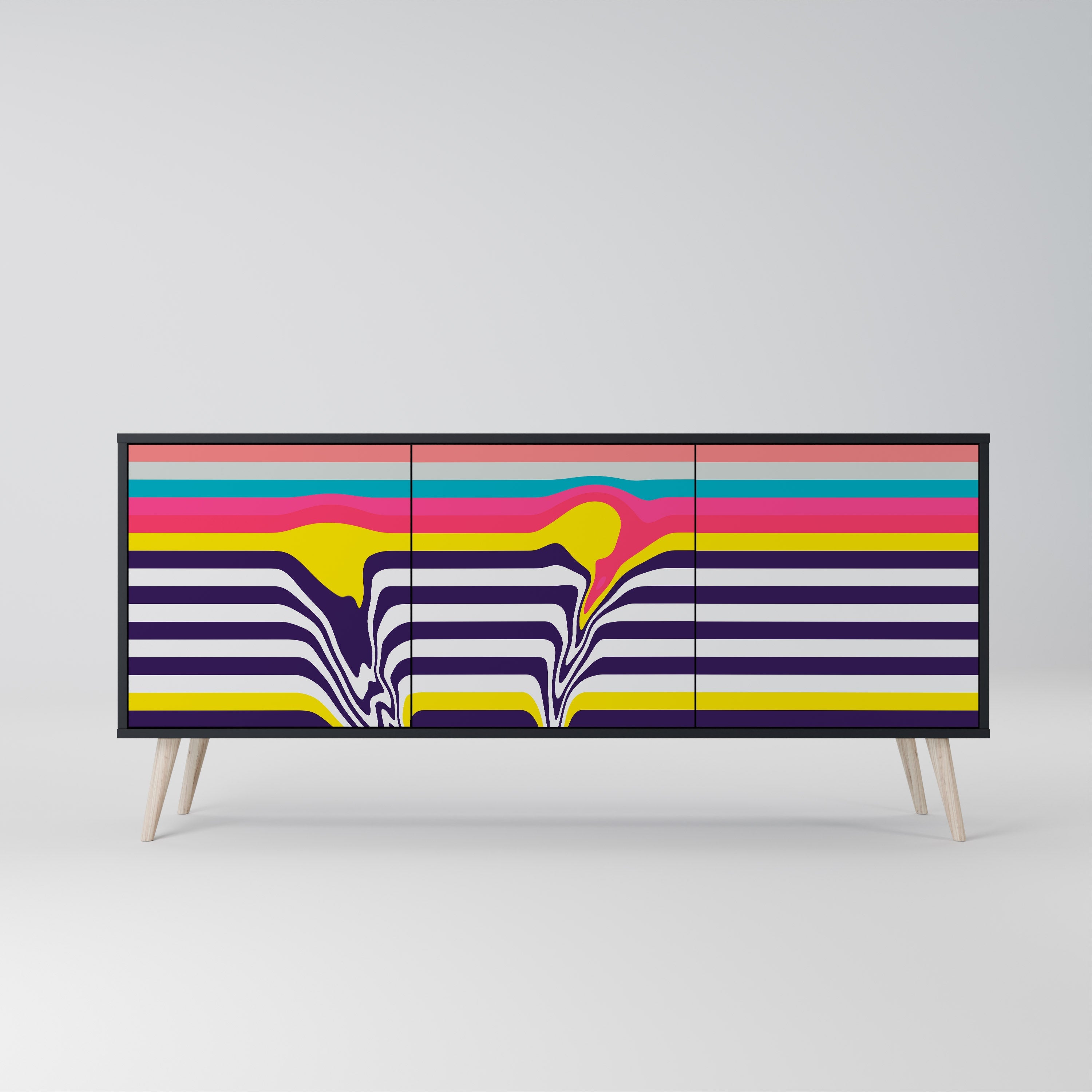 TONE COLLAPSE Sideboard mit 3 Türen in Schwarz