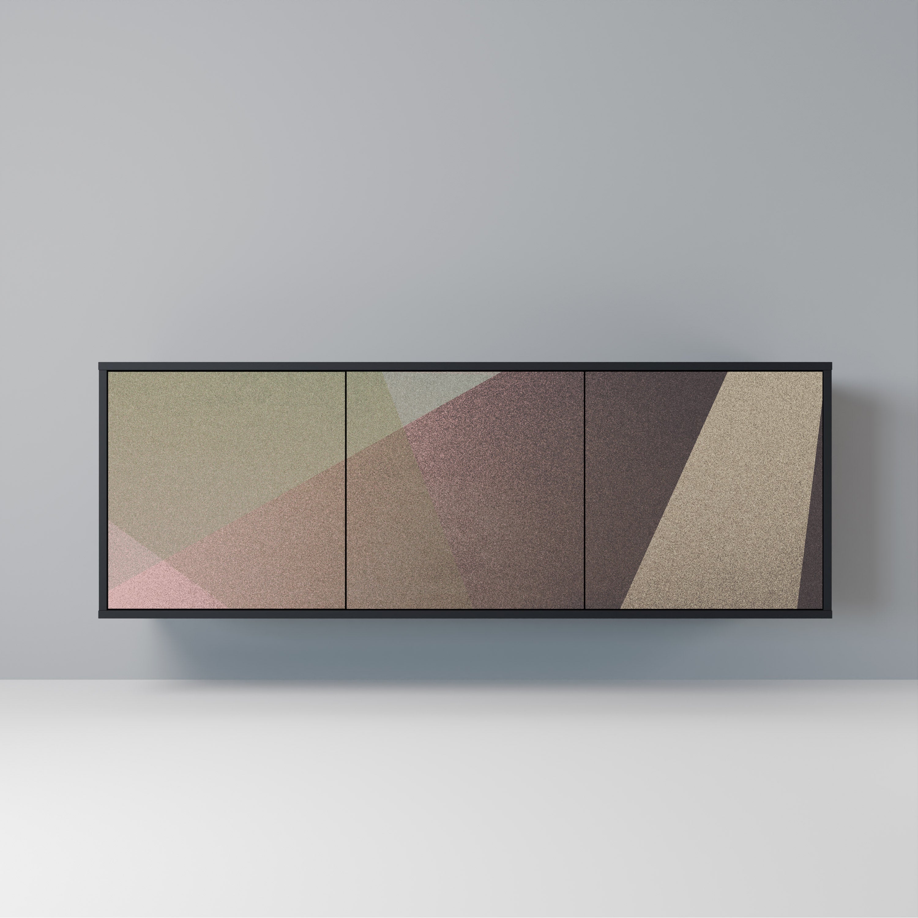 BEIGE GEOMETRY Sideboard mit 3 Türen in Schwarz