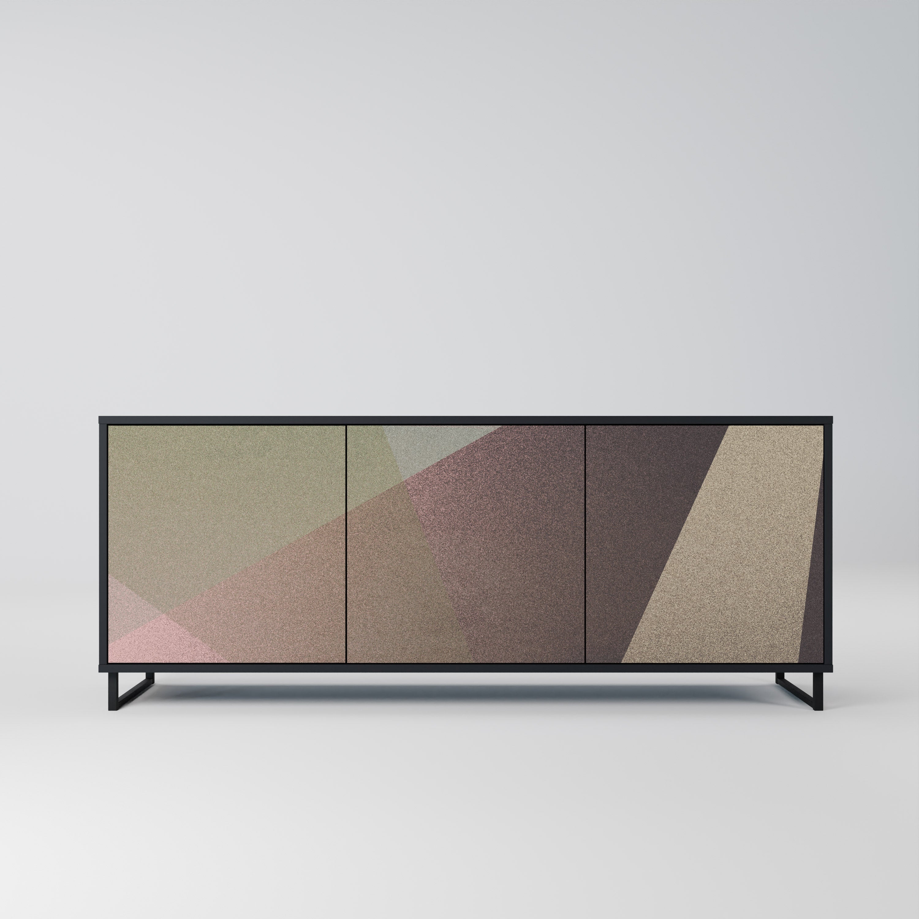 BEIGE GEOMETRY Sideboard mit 3 Türen in Schwarz