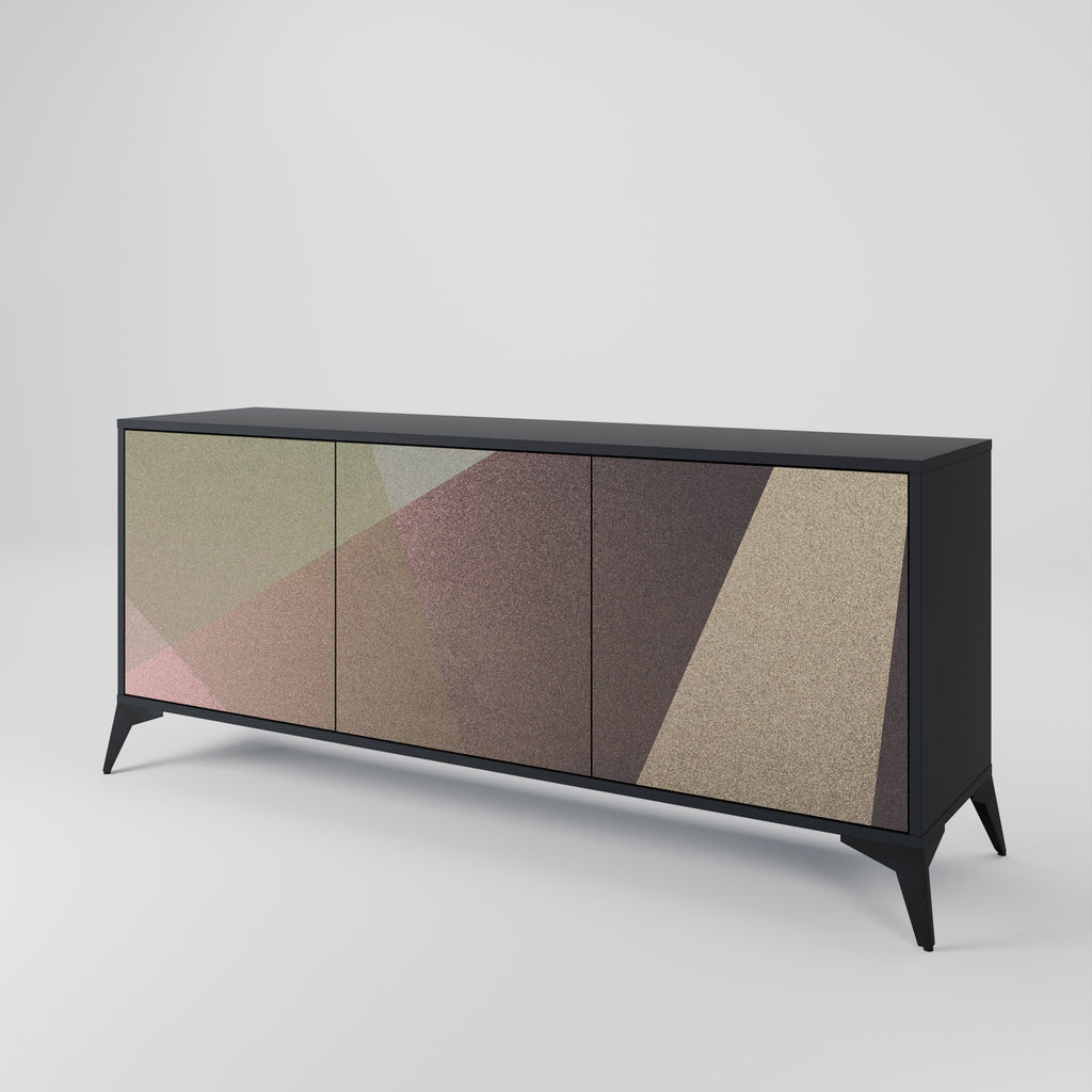 BEIGE GEOMETRY 3-Door Sideboard in Black Finish
