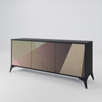 BEIGE GEOMETRY 3-Door Sideboard in Black Finish