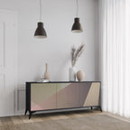 BEIGE GEOMETRY 3-Door Sideboard in Black Finish