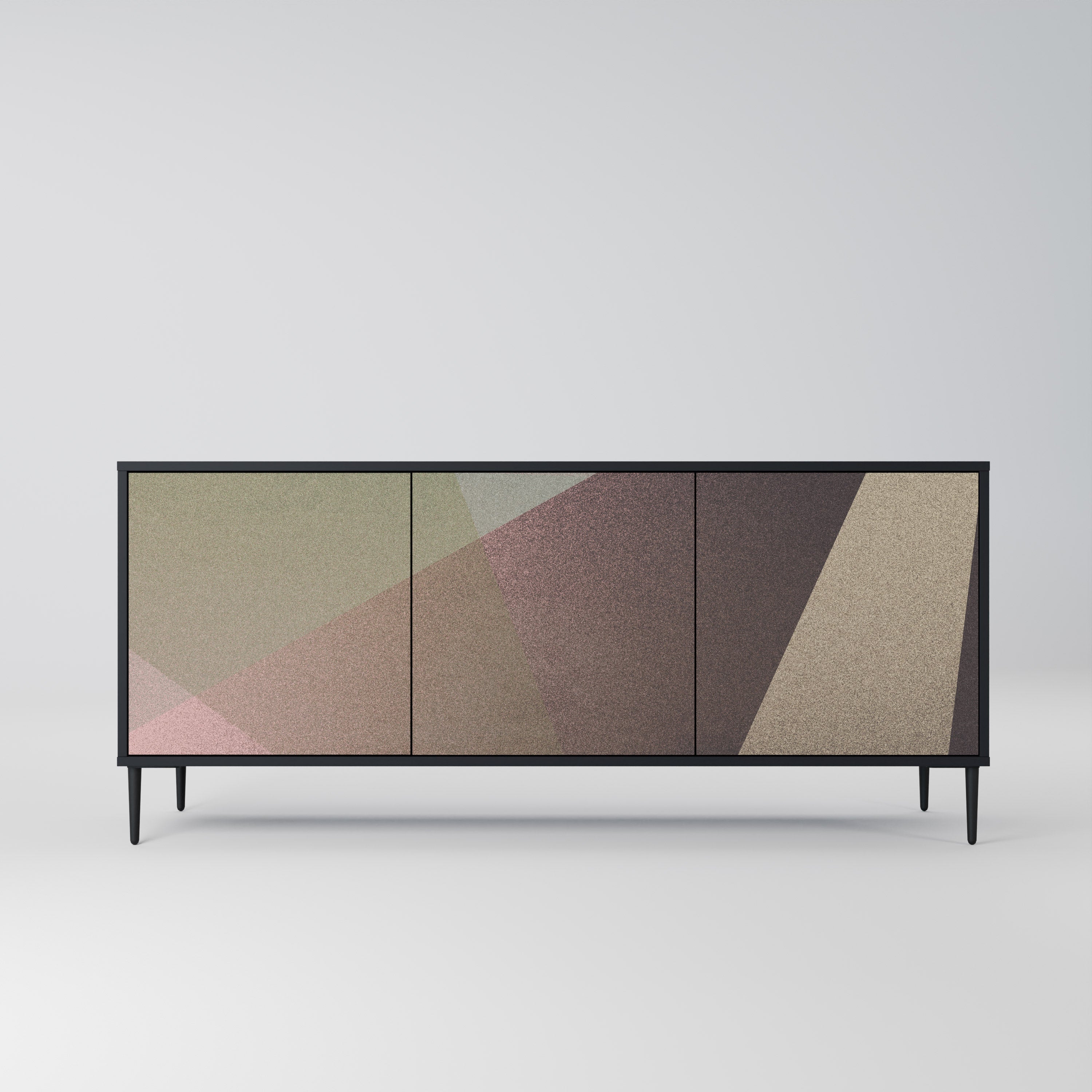 BEIGE GEOMETRY Sideboard mit 3 Türen in Schwarz