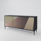 BEIGE GEOMETRY 3-Door Sideboard in Black Finish