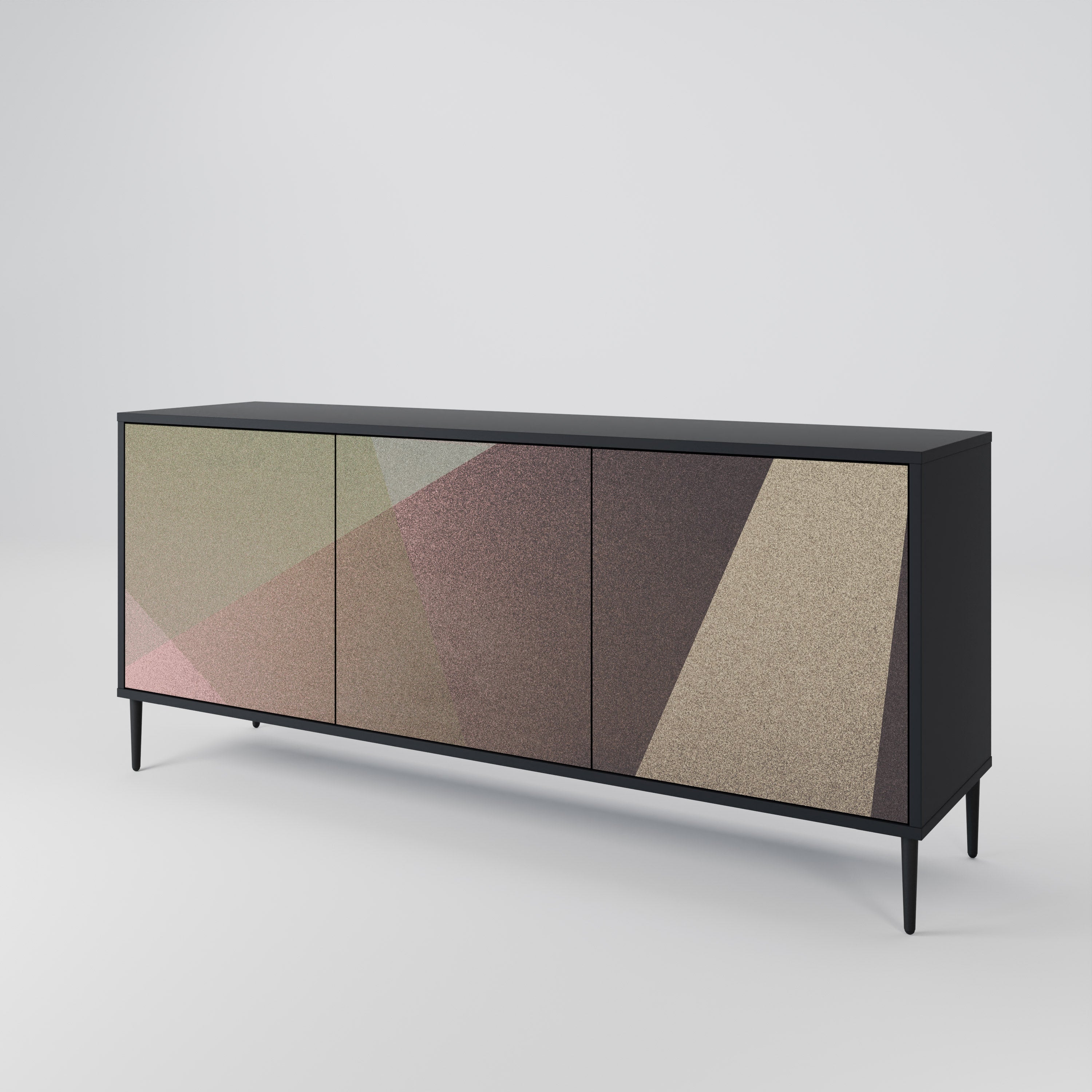 BEIGE GEOMETRY Sideboard mit 3 Türen in Schwarz