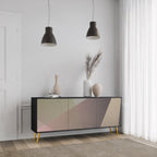 BEIGE GEOMETRY 3-Door Sideboard in Black Finish