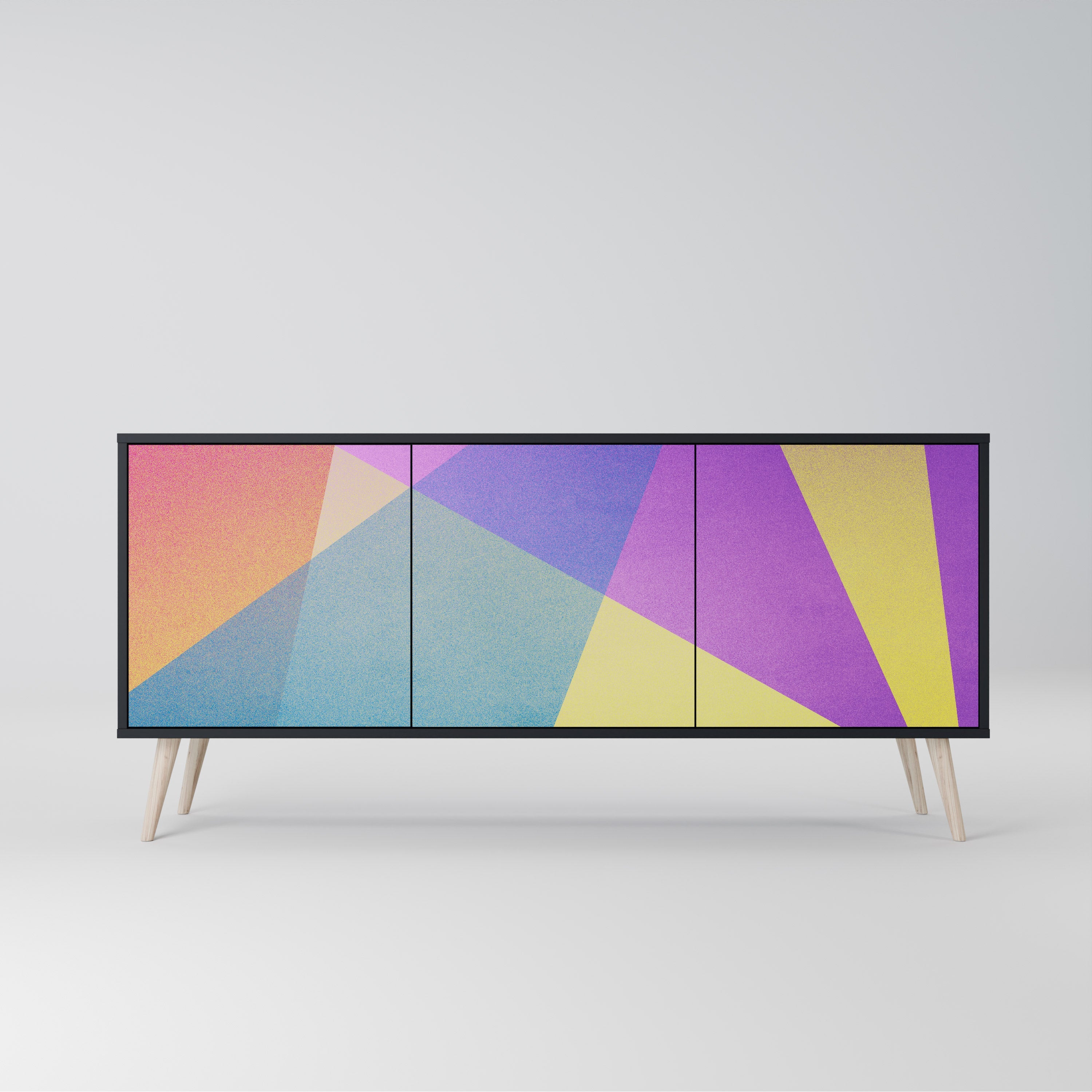 BRIGHT GEOMETRY Sideboard mit 3 Türen in Schwarz