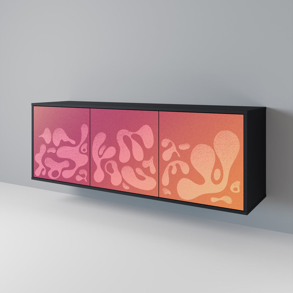 IRREGULAR PINK 3-Door Sideboard in Black Finish
