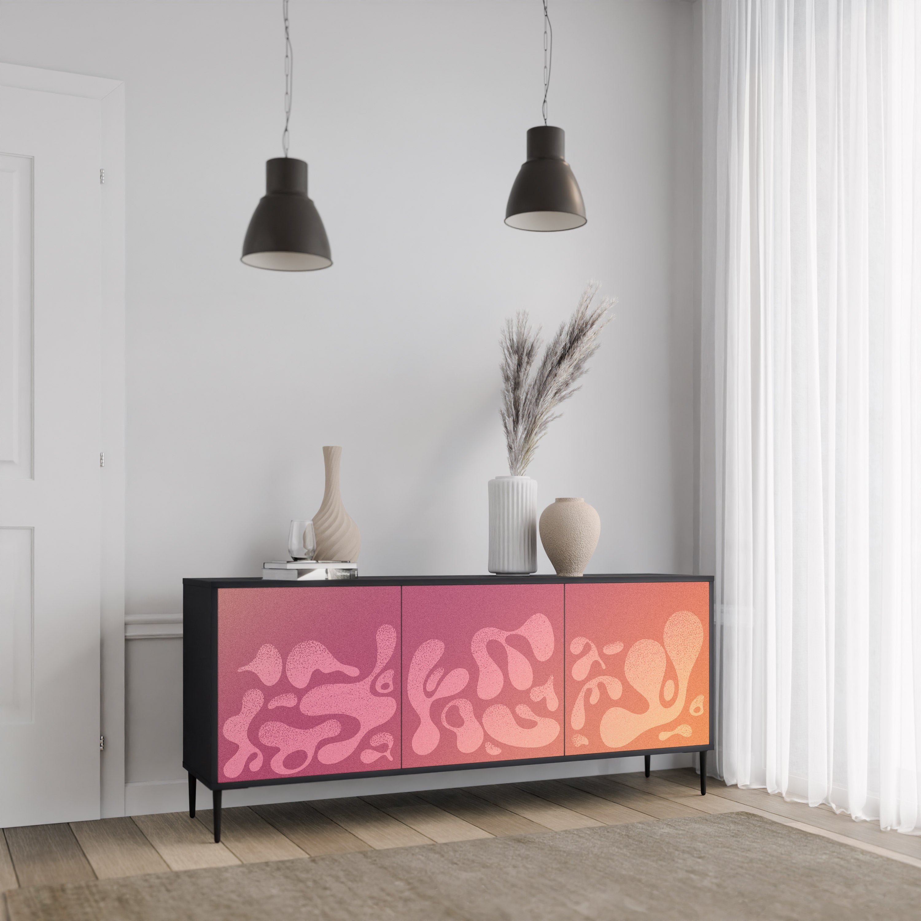 IRREGULAR PINK Sideboard mit 3 Türen in Schwarz