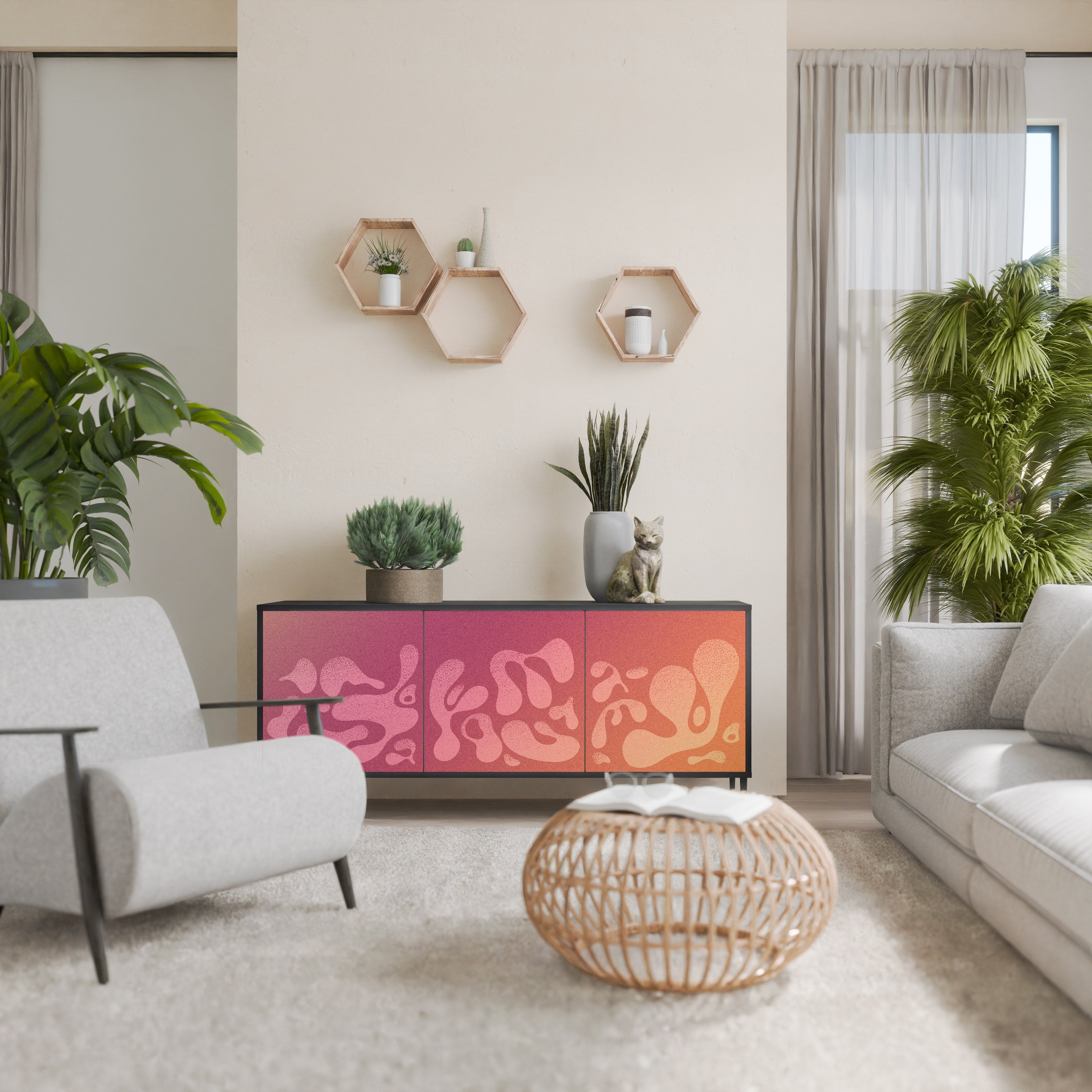 IRREGULAR PINK Sideboard mit 3 Türen in Schwarz