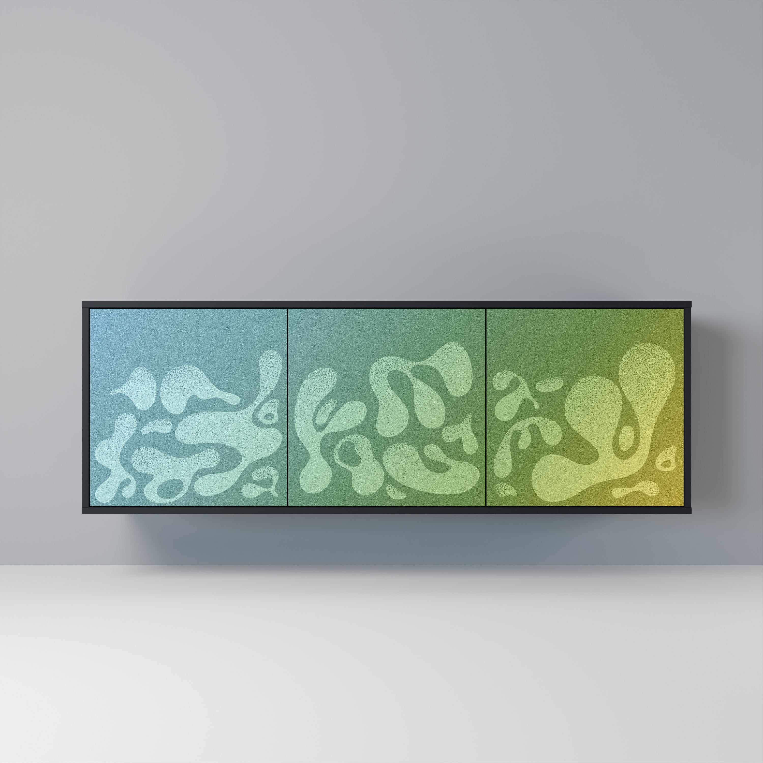 IRREGULAR BLUE 3-Door Sideboard in Black Finish