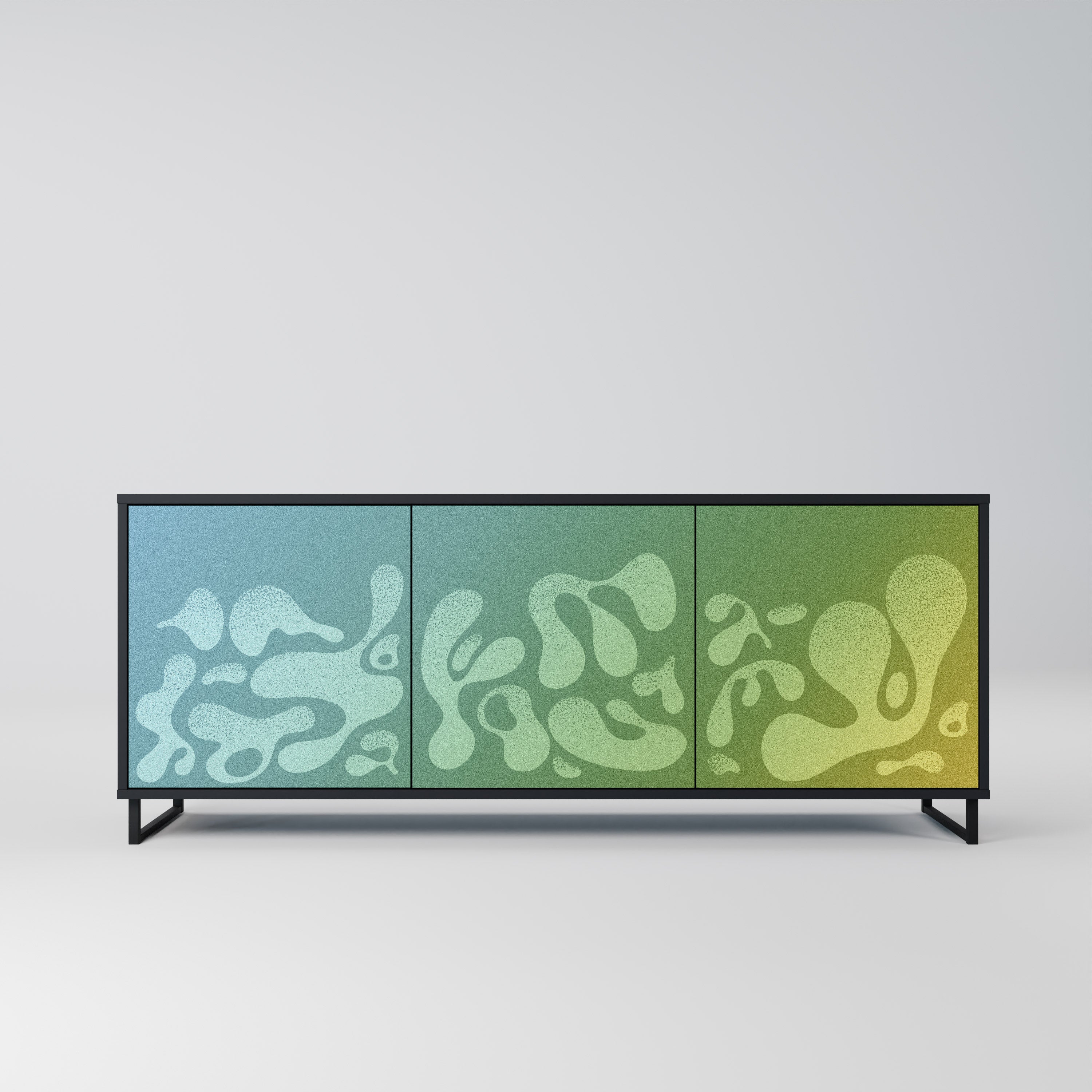 IRREGULAR BLUE 3-Door Sideboard in Black Finish