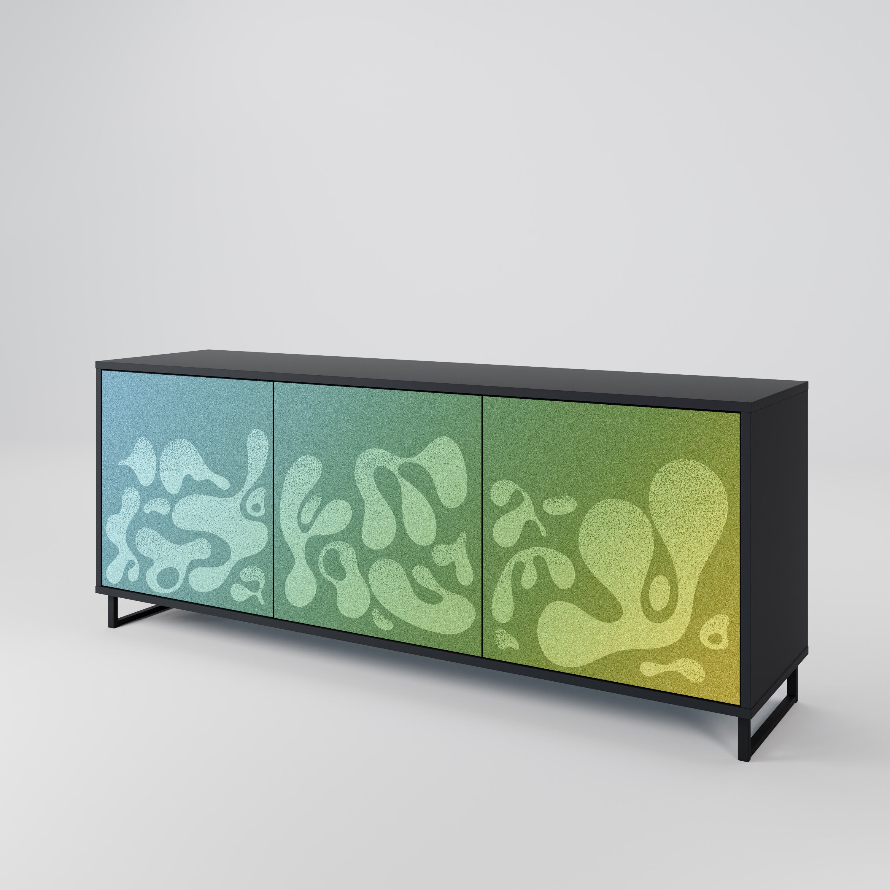 IRREGULAR BLUE 3-Door Sideboard in Black Finish