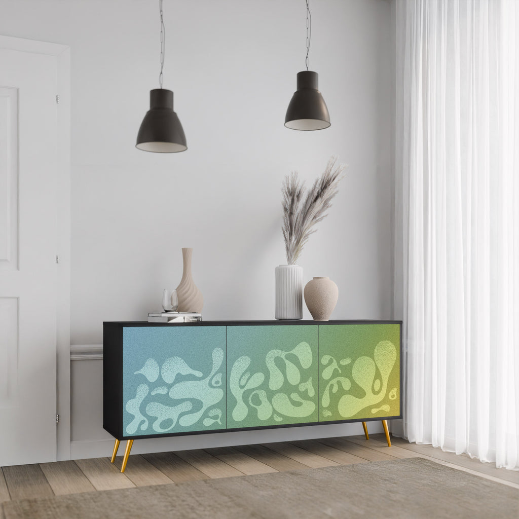 IRREGULAR BLUE 3-Door Sideboard in Black Finish