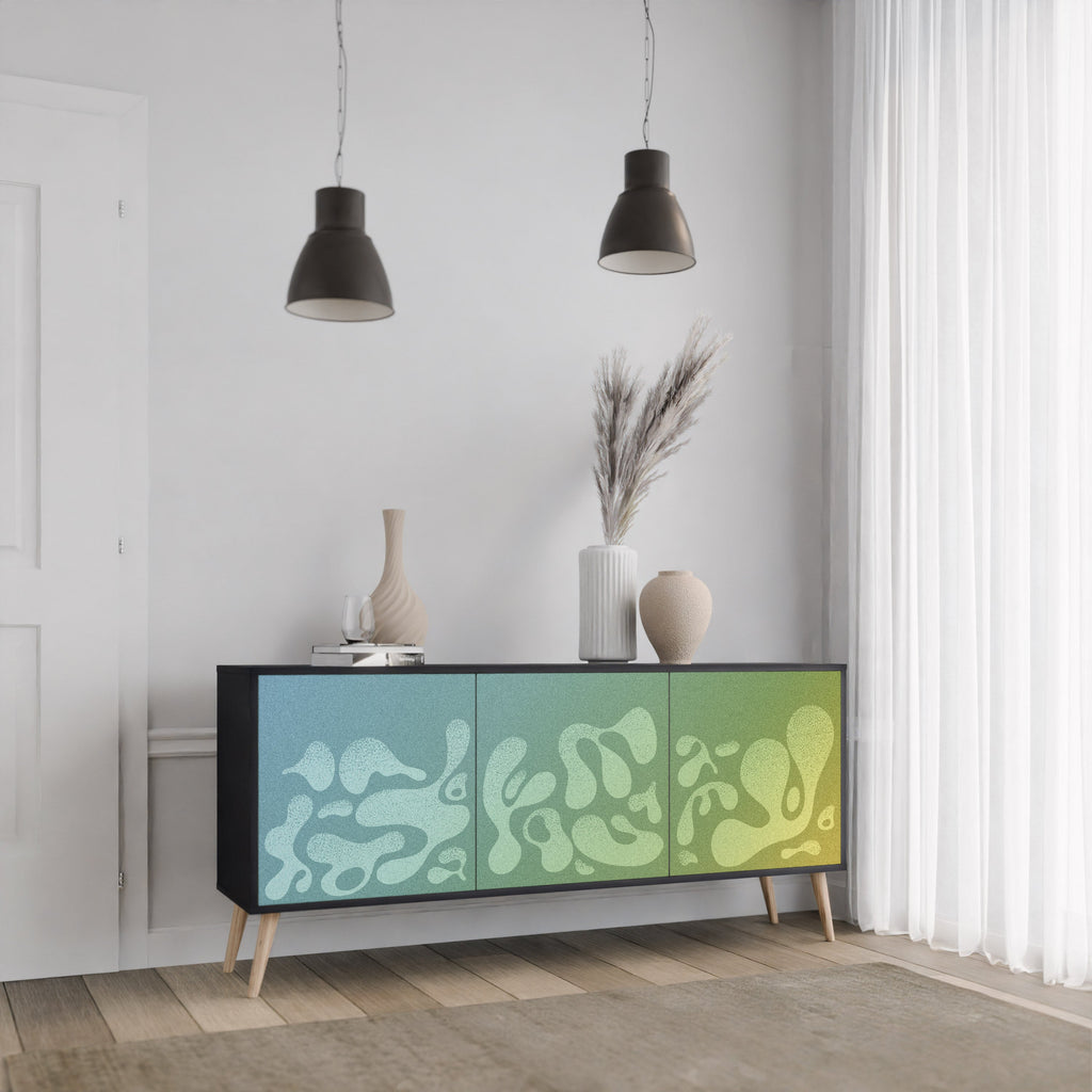 IRREGULAR BLUE 3-Door Sideboard in Black Finish
