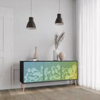 IRREGULAR BLUE 3-Door Sideboard in Black Finish