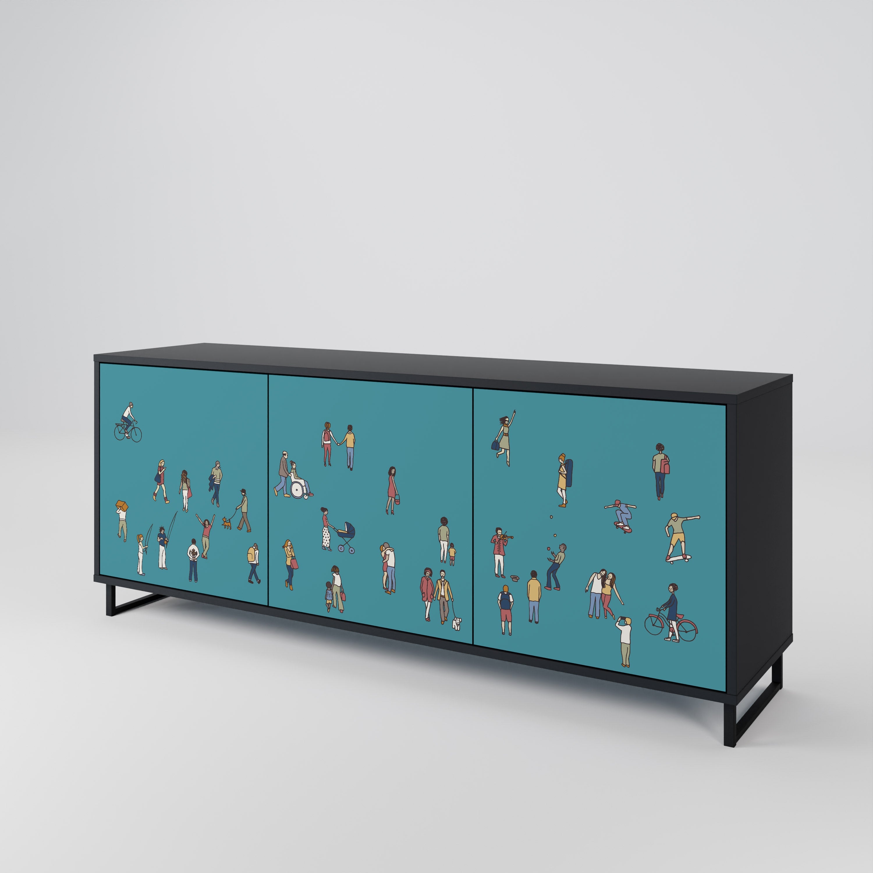 COLLECTIVE STREAM 3-Door Sideboard in Black Finish