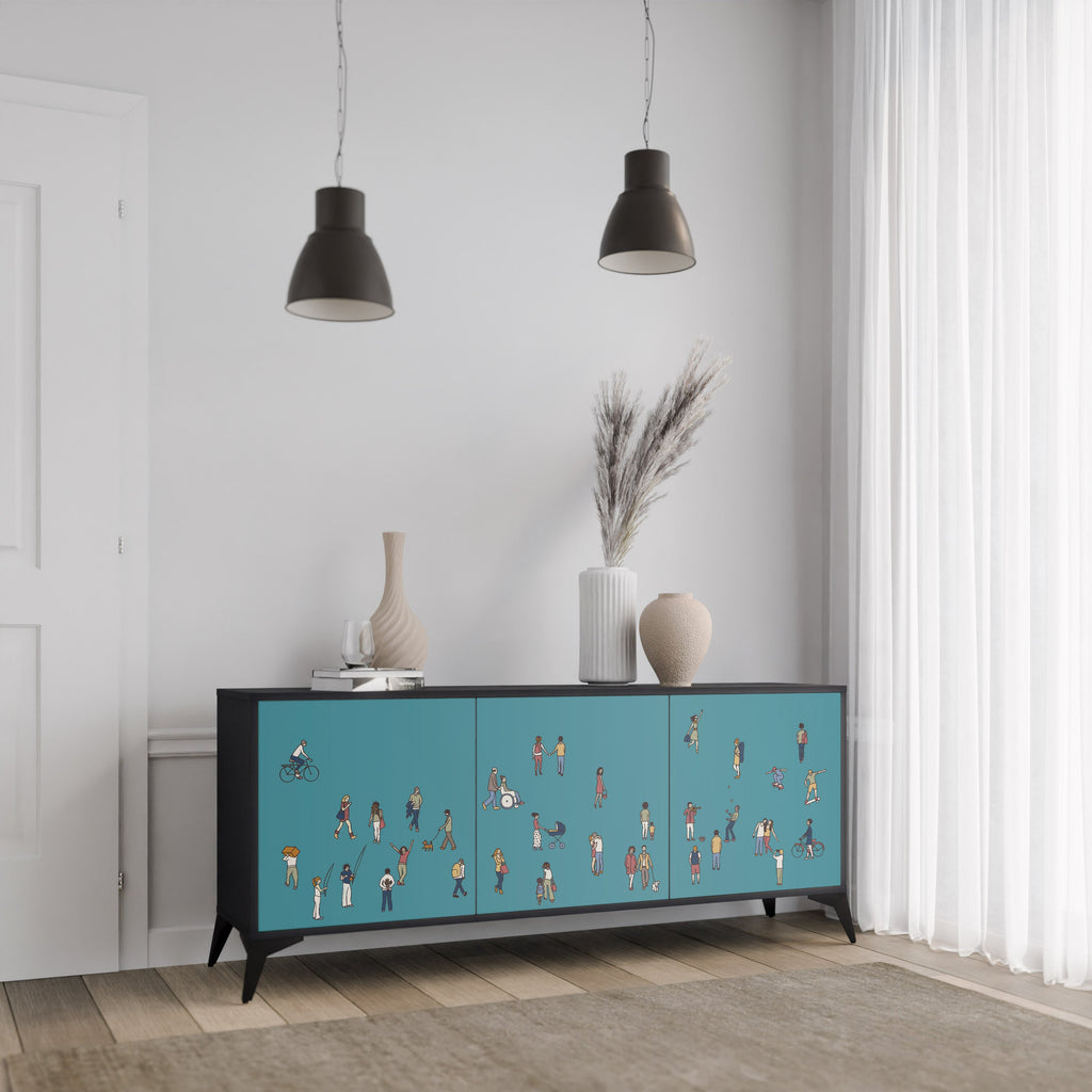 COLLECTIVE STREAM 3-Door Sideboard in Black Finish