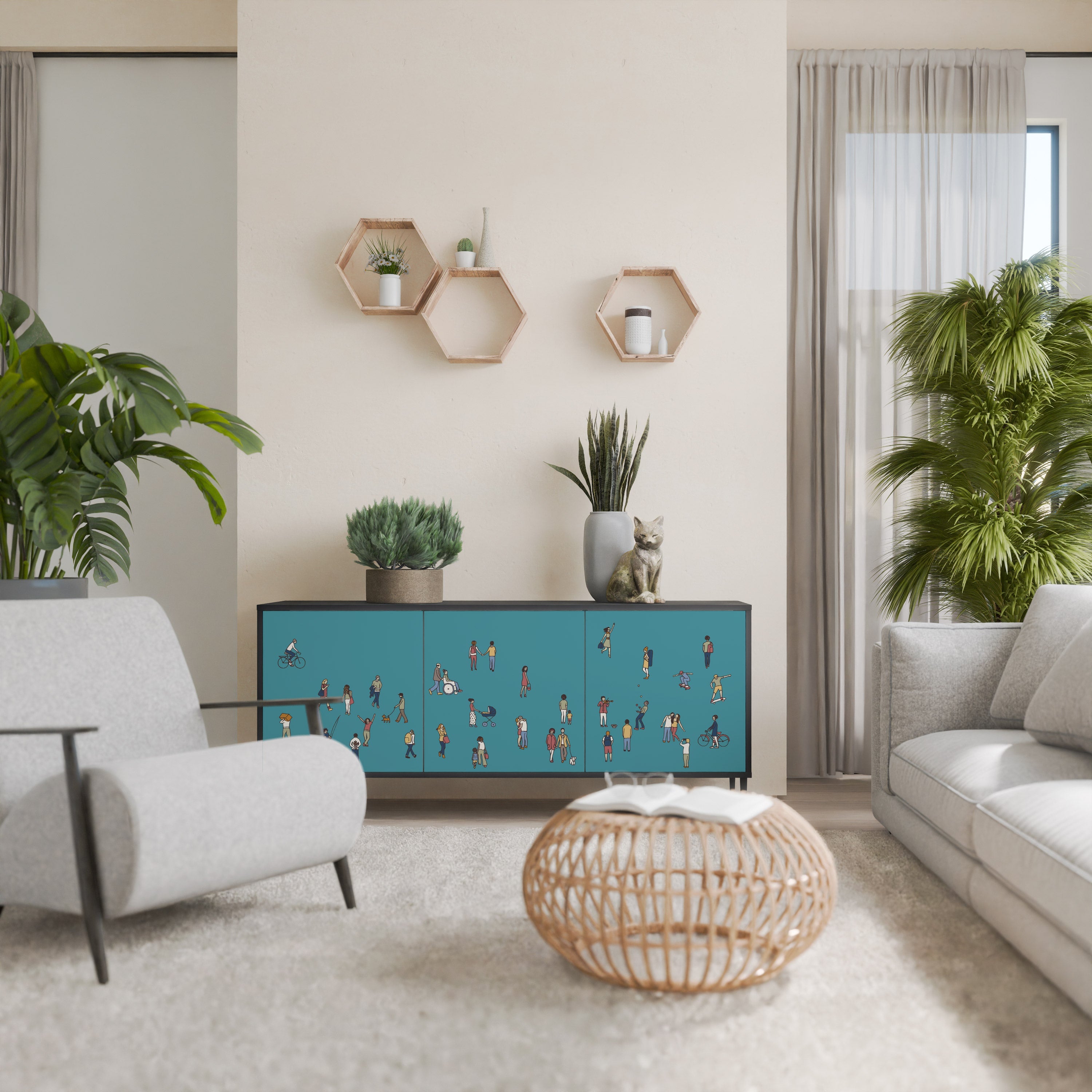 COLLECTIVE STREAM 3-Door Sideboard in Black Finish