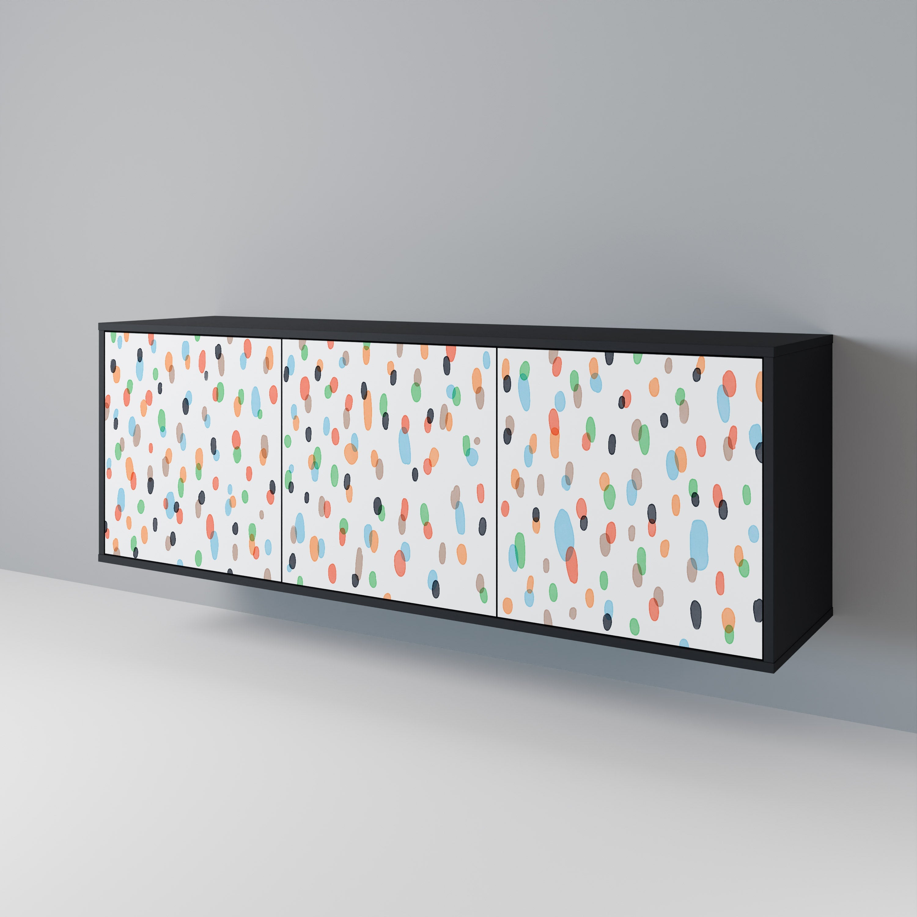 ENERGETIC SPOTS 3-Door Sideboard in Black Finish