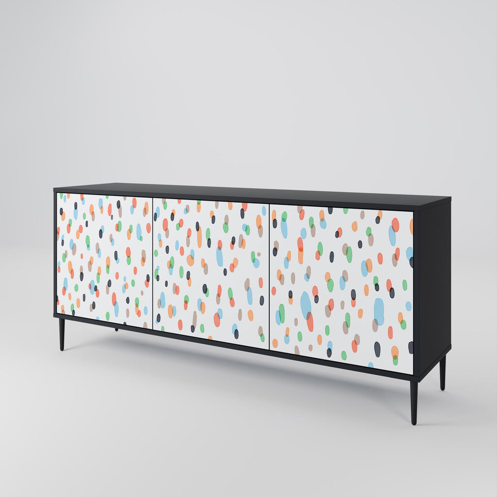 ENERGETIC SPOTS 3-Door Sideboard in Black Finish