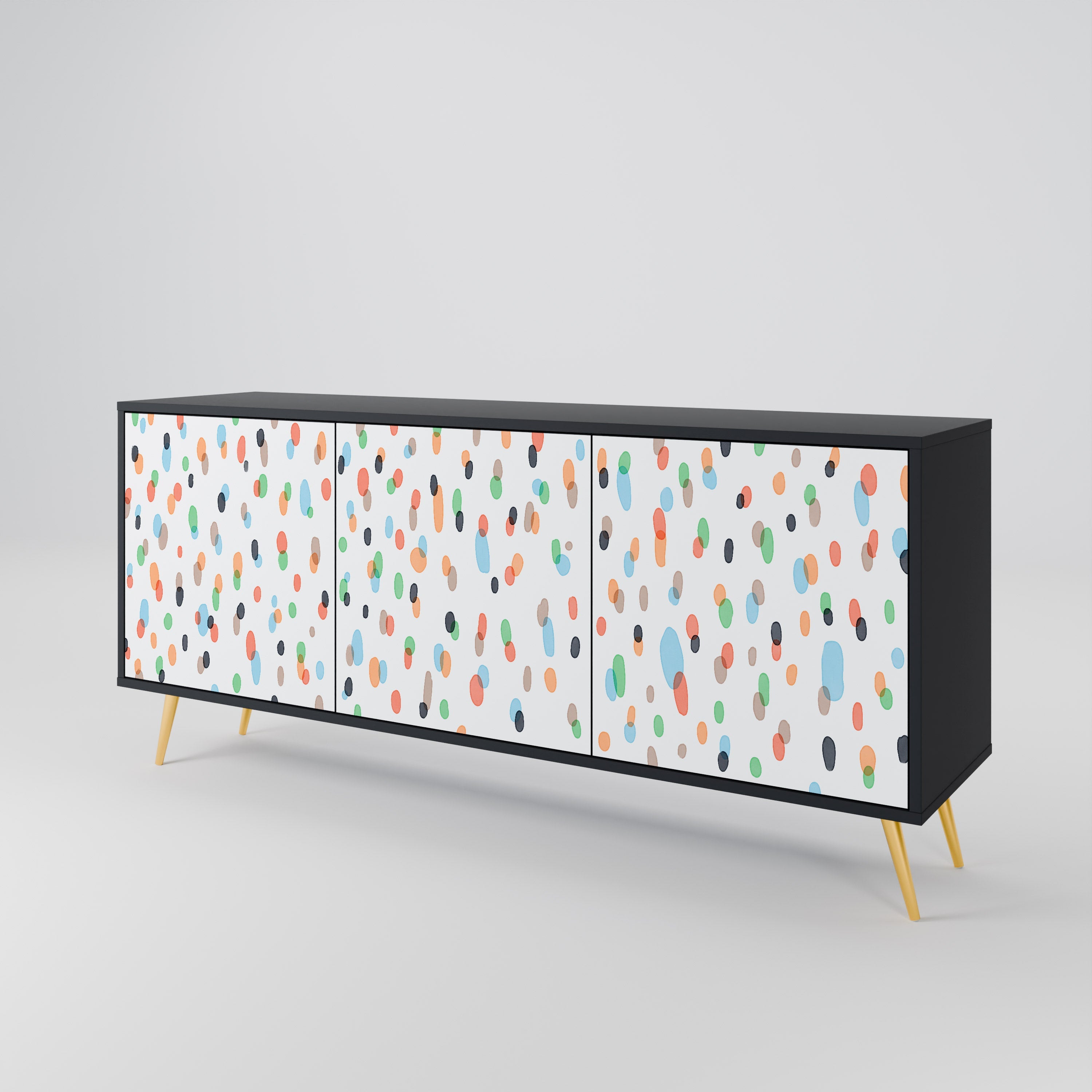 ENERGETIC SPOTS 3-Door Sideboard in Black Finish