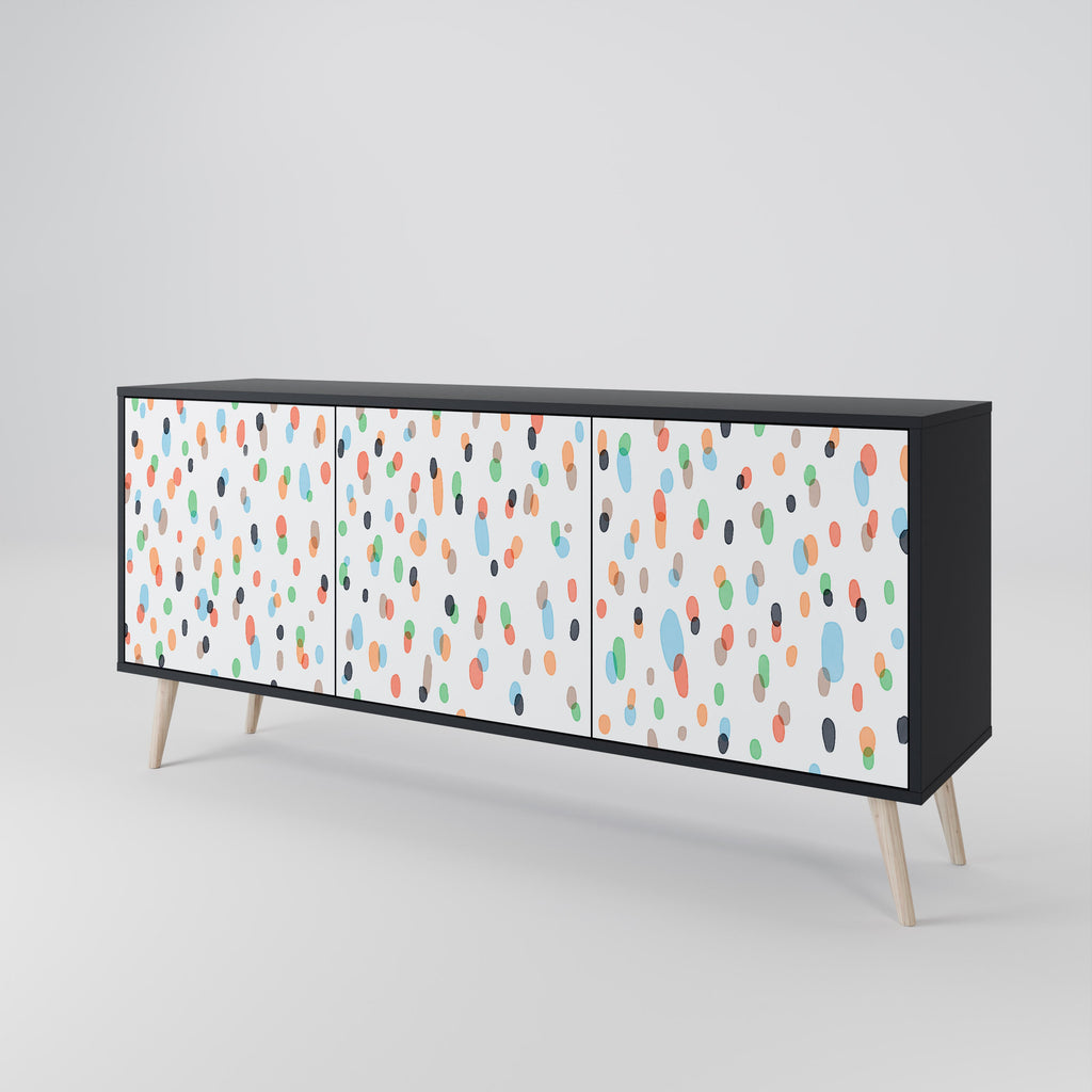 ENERGETIC SPOTS 3-Door Sideboard in Black Finish