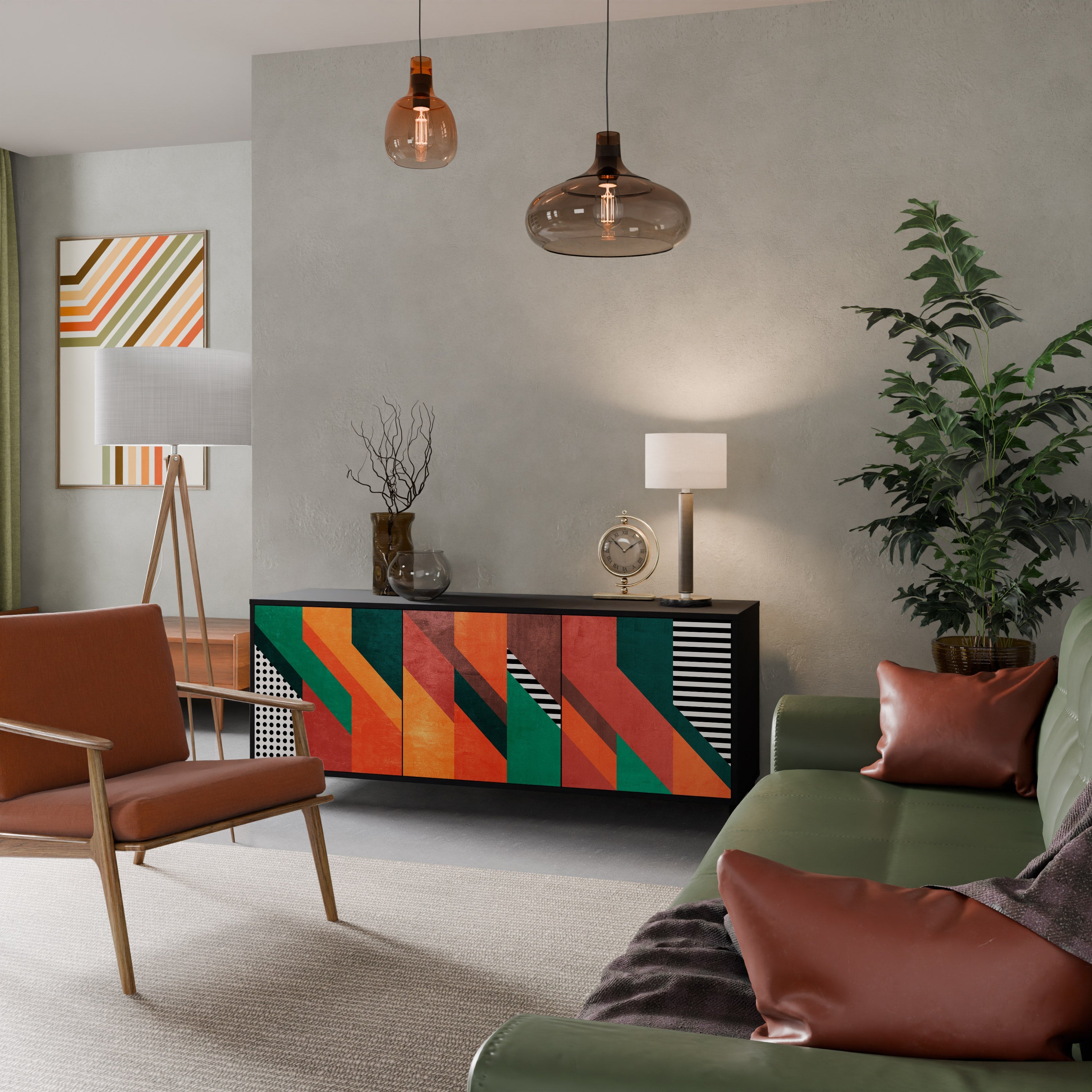 MAKESHIFT ARTISTRY 3-Door Sideboard in Black Finish