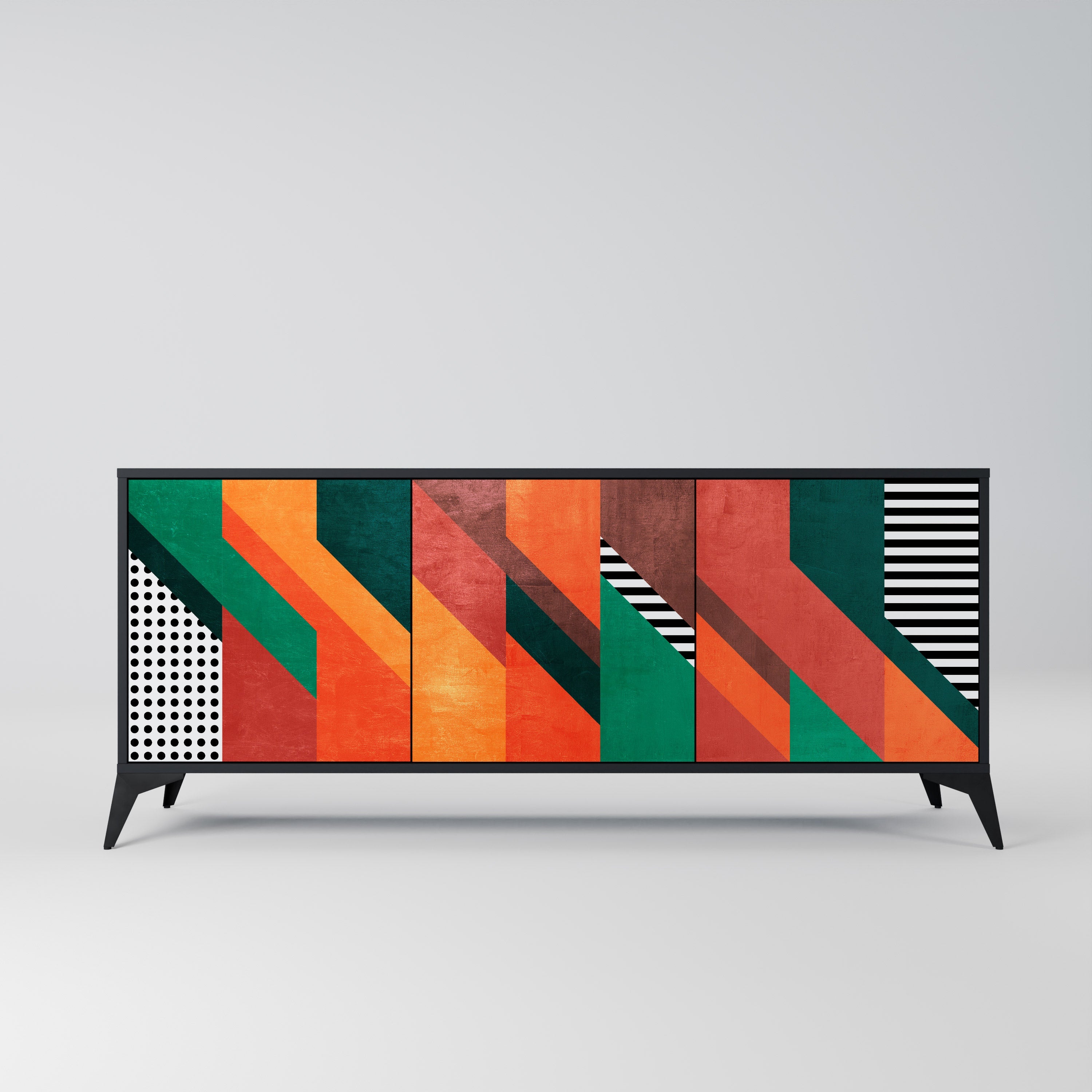 MAKESHIFT ARTISTRY 3-Door Sideboard in Black Finish