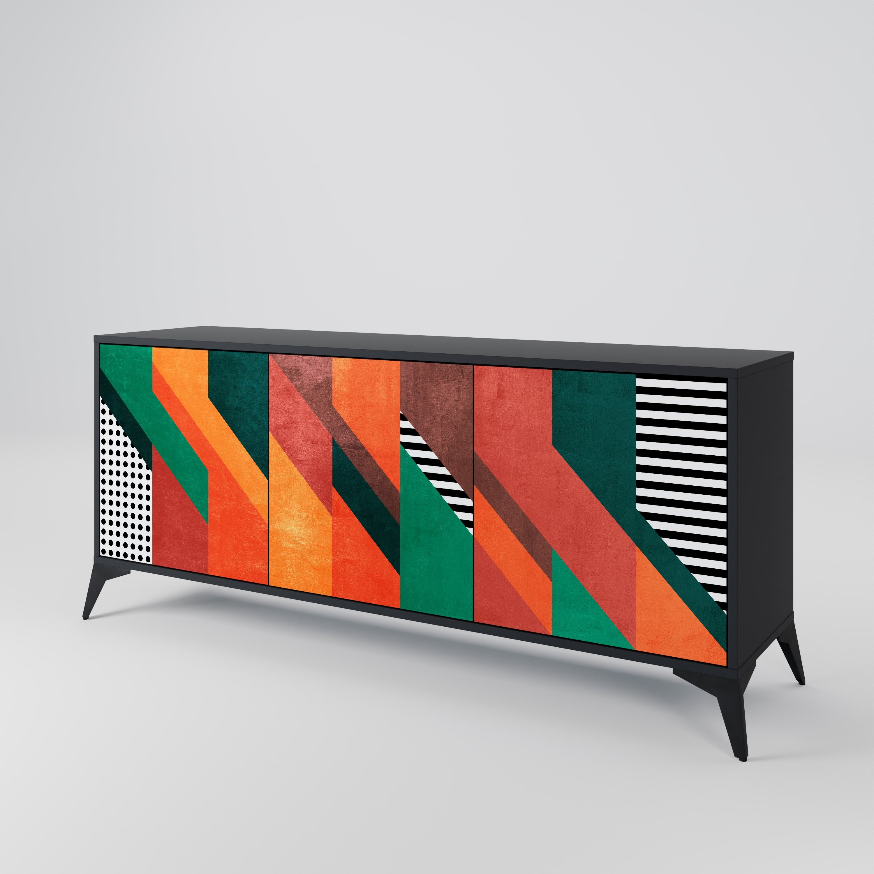 MAKESHIFT ARTISTRY 3-Door Sideboard in Black Finish