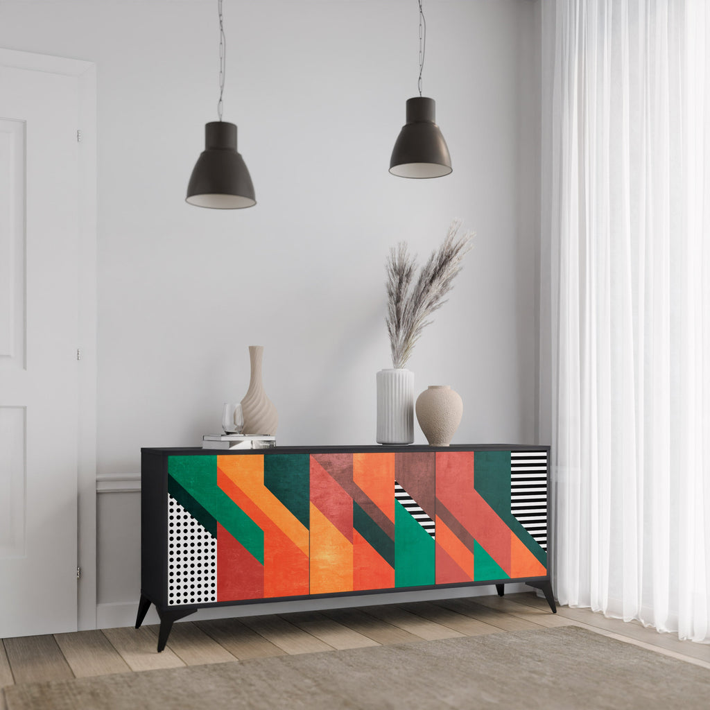 MAKESHIFT ARTISTRY 3-Door Sideboard in Black Finish