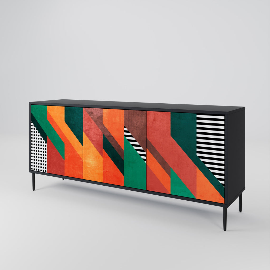 MAKESHIFT ARTISTRY 3-Door Sideboard in Black Finish